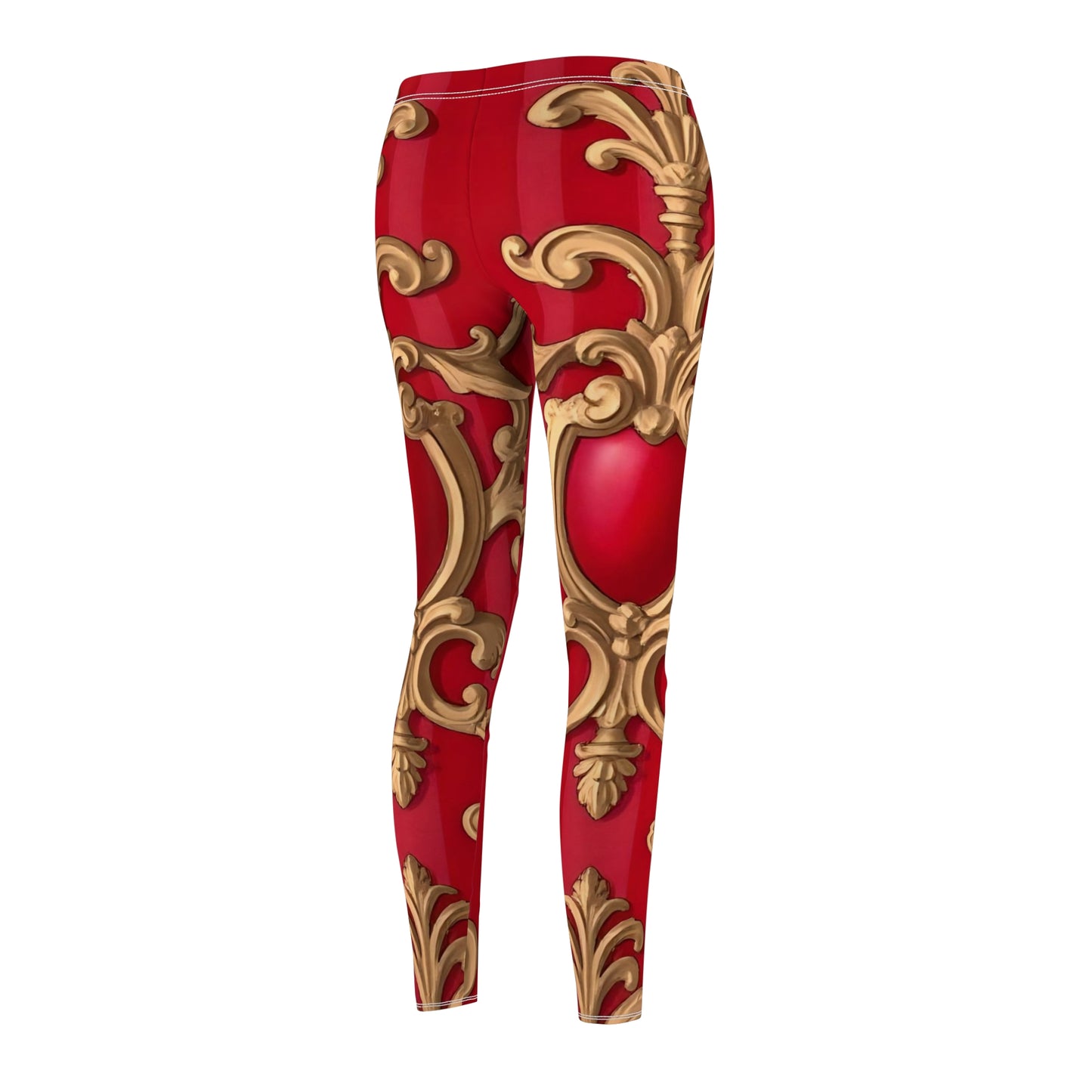 Luxurious Red Gold Baroque Leggings, Stylish Activewear, Trendy Workout Pants, Fashion Leggings, Gift for Her