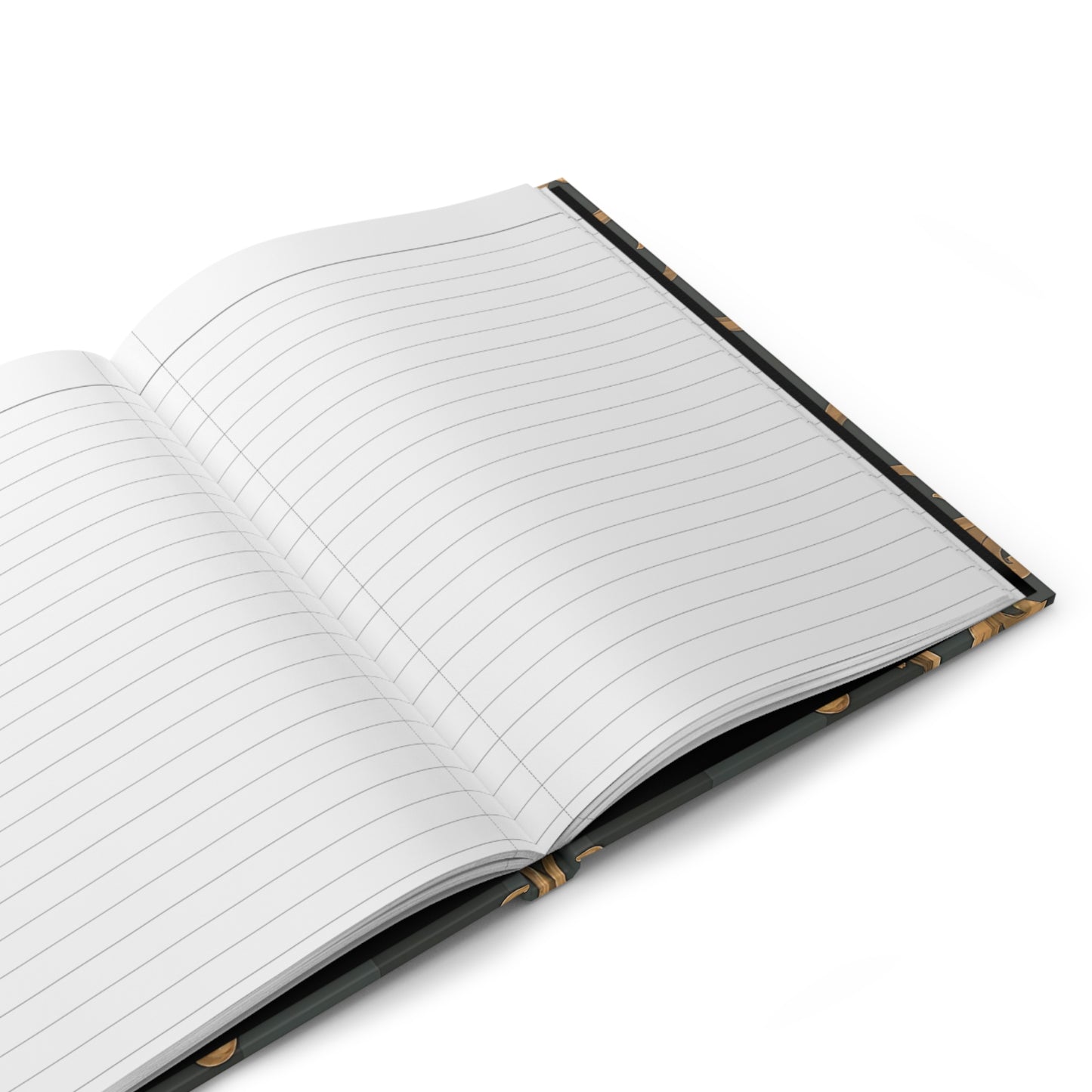 Elegant Gold Floral Hardcover Journal - Luxurious Writing Notebook - Gray Striped Baroque