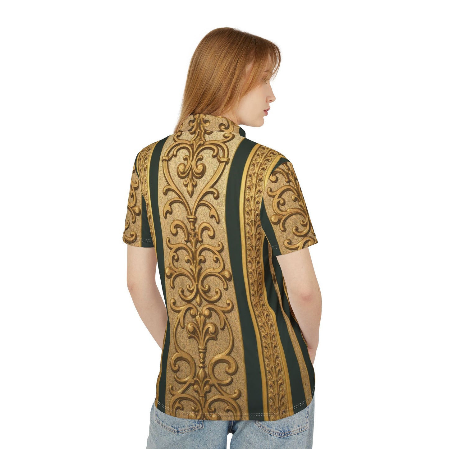 Luxurious Baroque AOP Unisex Polo Shirt, Fashionable Casual Wear, Summer Outfit, Unique Gift, Stylish Men's Shirt, Elegant Clothing