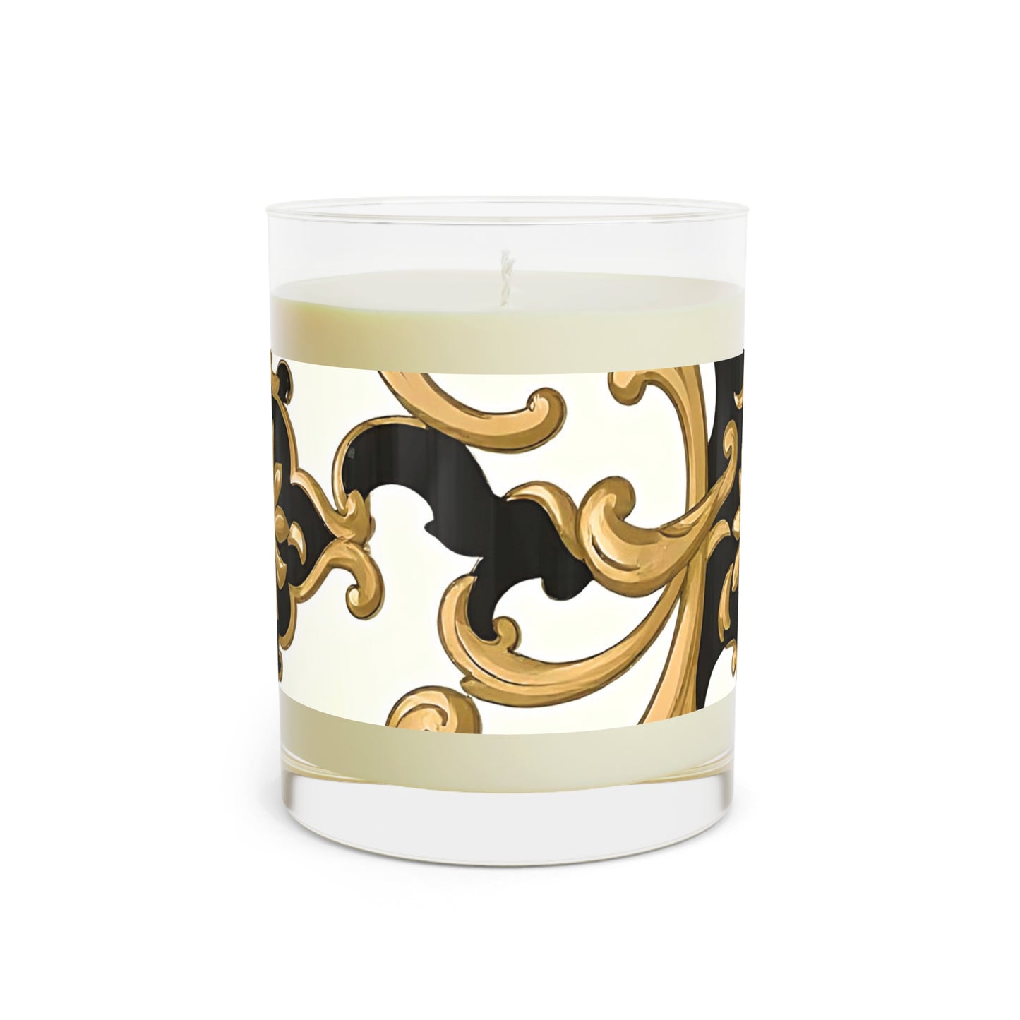 Elegant Floral Scented Candle - Home Decor, Gift for Her, Aromatherapy, Spa Night, Luxurious Relaxation - Black & Gold Rococo