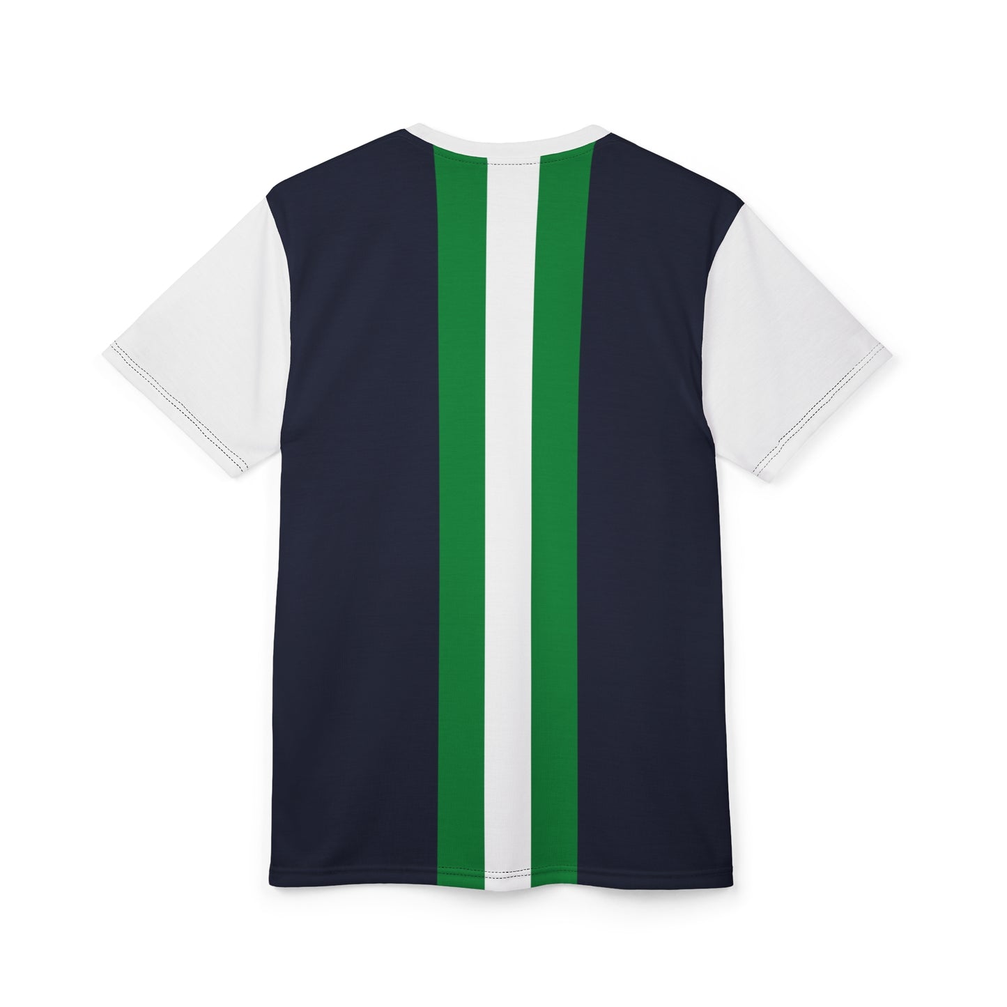 Lunar Midnight & Green-White Striped (White Collar) Modern Striped Unisex Tee – Casual Style, Graphic Design, Summer Fashion, Gift for Him/Her