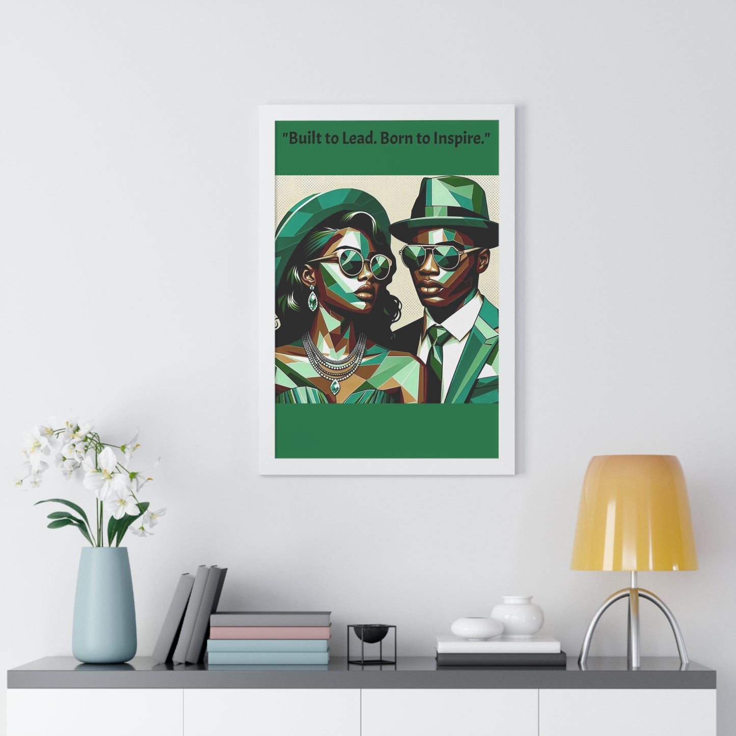 Stylish Framed Vertical Poster - Modern Art for Home Decor - "Built to Lead. Born to Inspire."