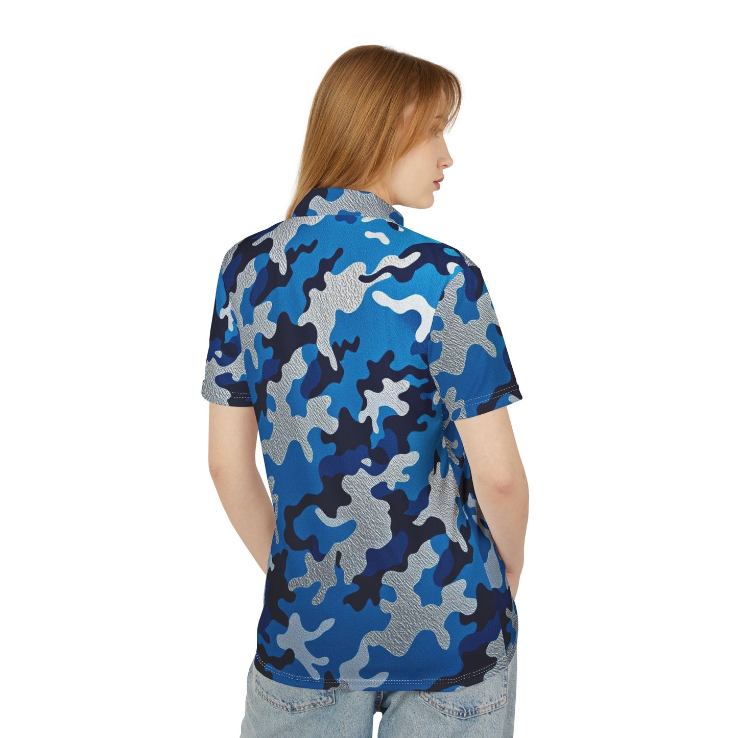 Stylish Camo Polo Shirt, Casual Wear, Outdoor Activities, Men’s Fashion, Gift for Him, Summer Vibes - Blue Camo