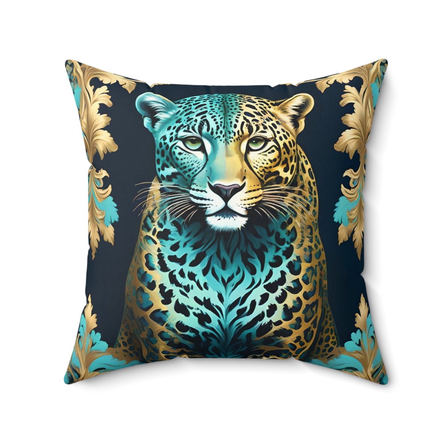 Elegant Leopard Print Faux Suede Pillow - Luxurious Home Decor - Turquoise Leopard
