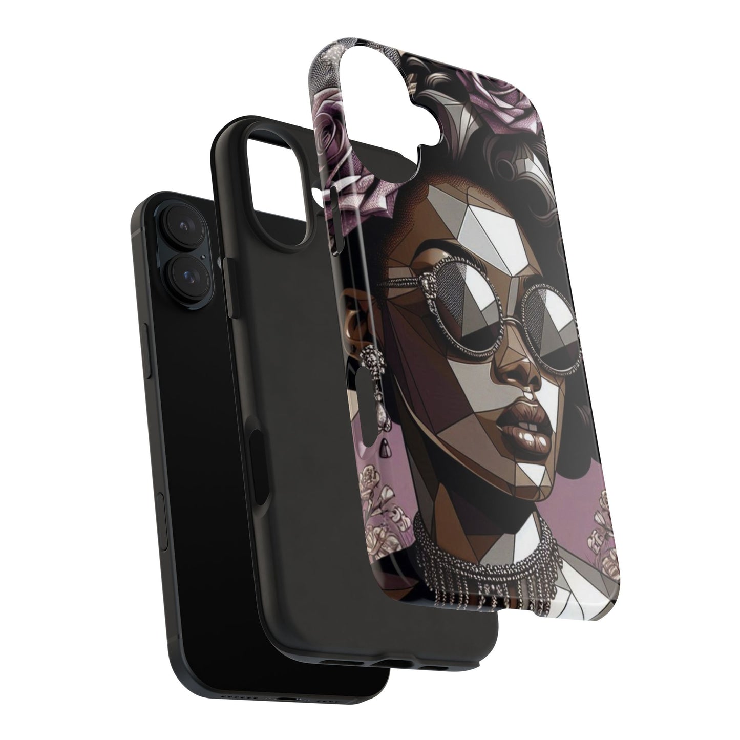 Chic Geometric Phone Case, Stylish Tough Case for Women, Unique Gift, Floral Design, Modern Accessories for Everyday Use - Lilac Baroque Lady