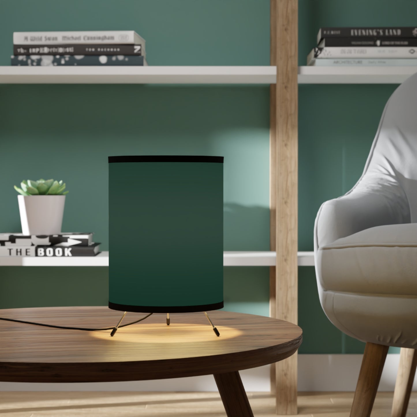 Stylish Midnight Green Tripod Lamp - Modern Home Lighting, High-Res Shade, Green Decor, Bohemian Living Room, Unique Gift Ideas