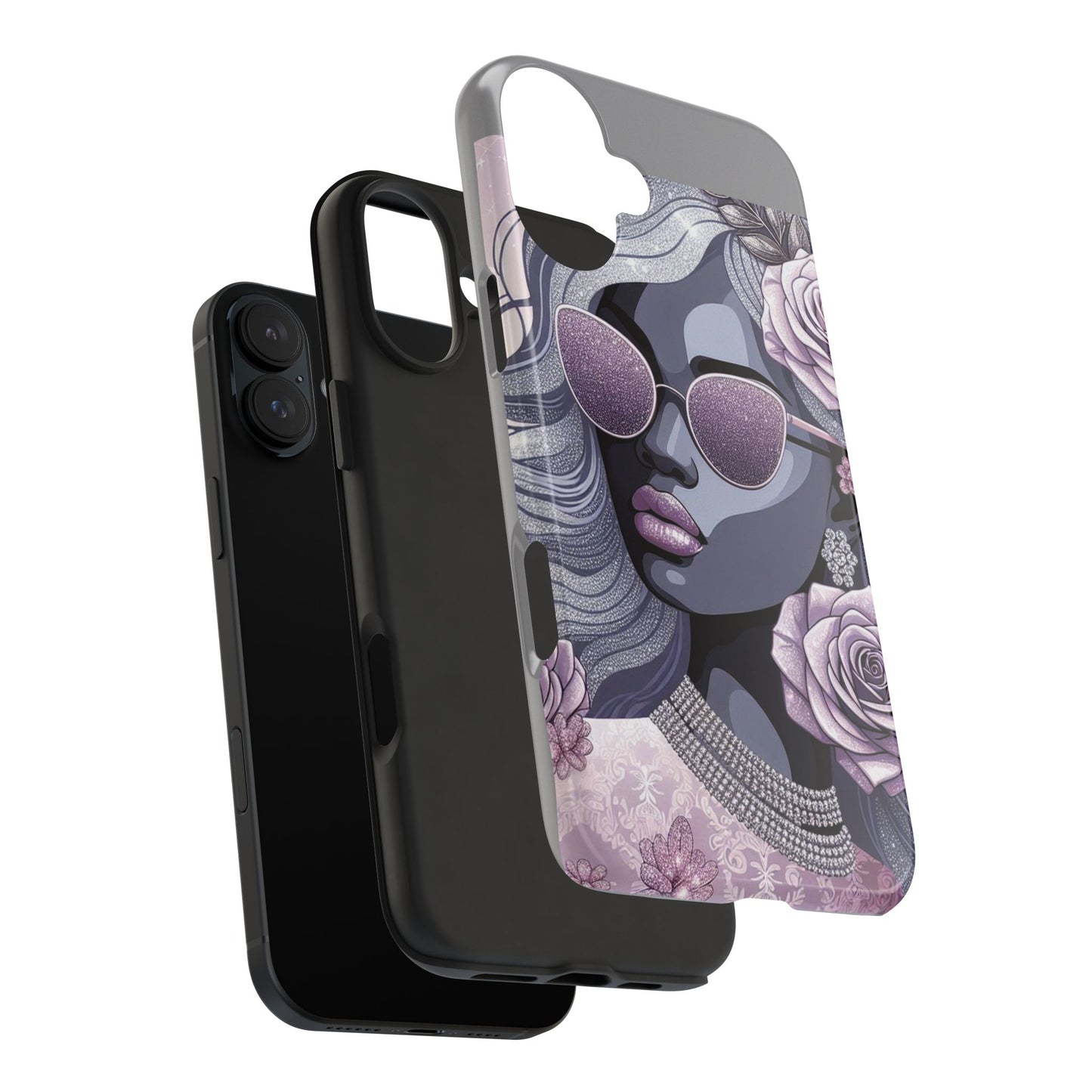 Glamorous Floral Tough Phone Case - Chic Protection for Trendsetters - Lilac & Lavender