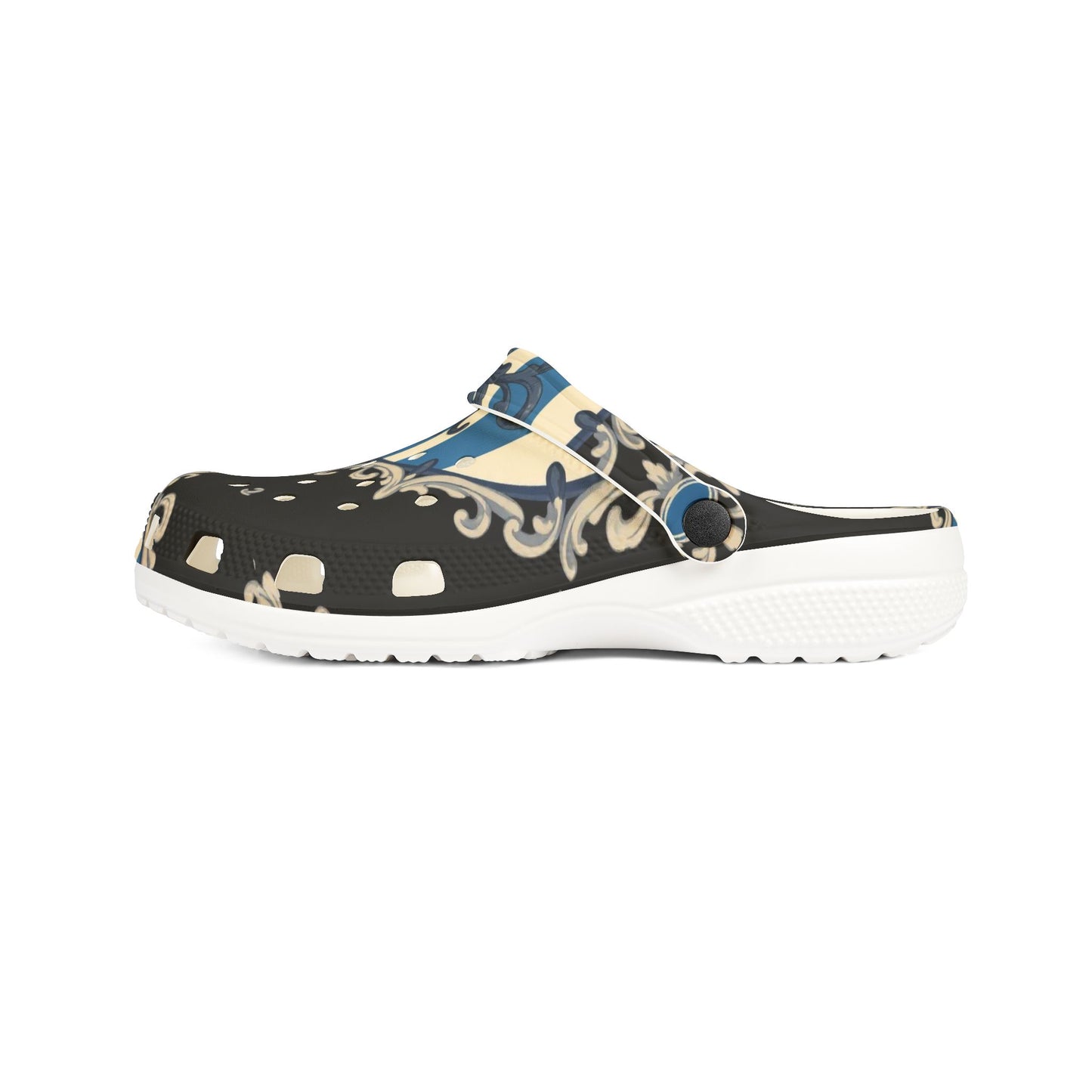 Stylish Blue & Alabaster Striped Baroque EVA Foam Clogs | Fun and Functional Footwear for Everyday Adventures | Home, and Casual Outings