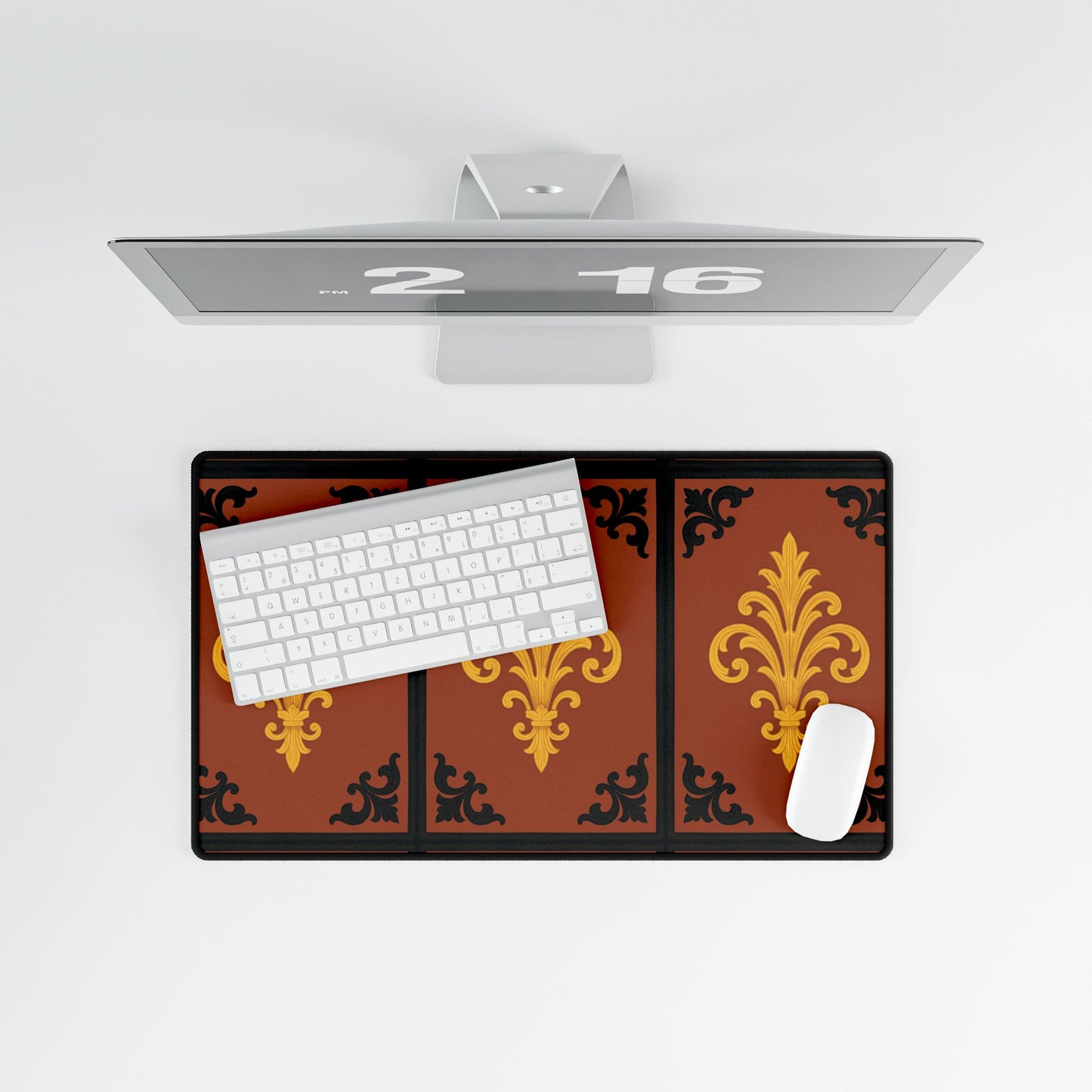 Dusk Terracotta Baroque Victorian Desk Mat — Ornate Gaming/Office Desk Pad