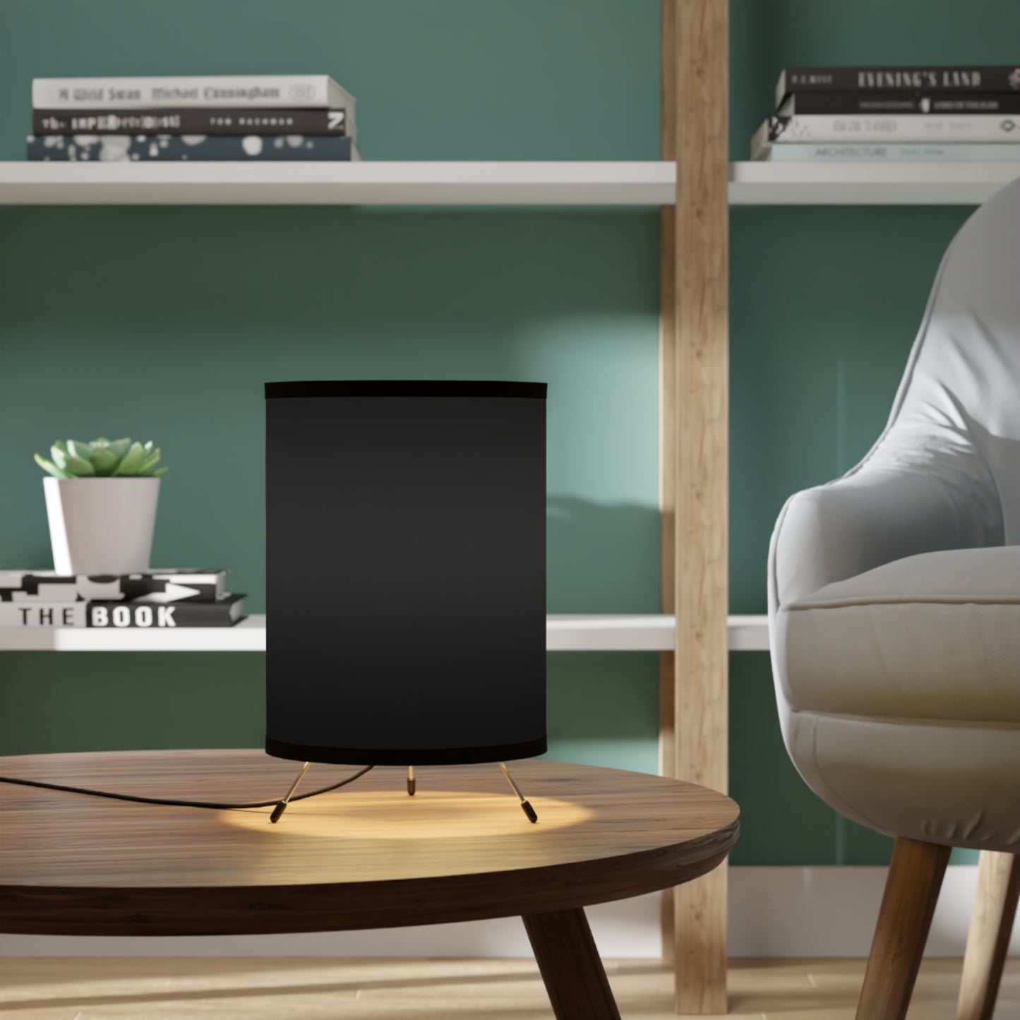 Tripod Black Lamp with High-Res Printed Shade, Stylish Floor Lamp for Home Decor, Modern Lighting for Living Room, Desk or Bedroom