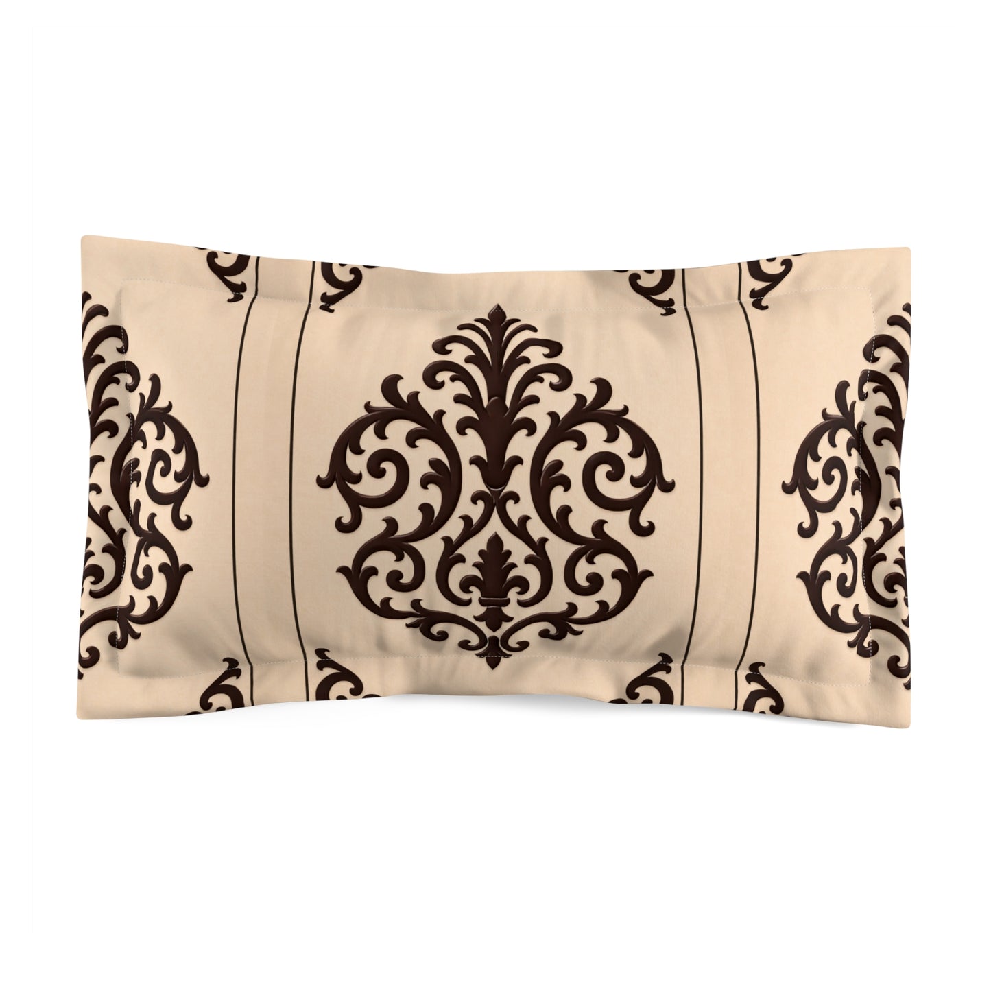 Almond-Beige & Brown Baroque Pillow Sham — Beige & Chocolate Decorative Pillowcase
