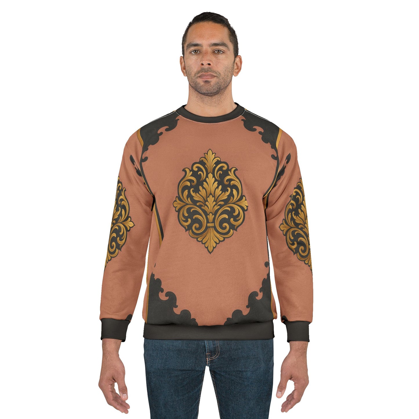 Mauve & Black-Gold Baroque Unisex Sweatshirt