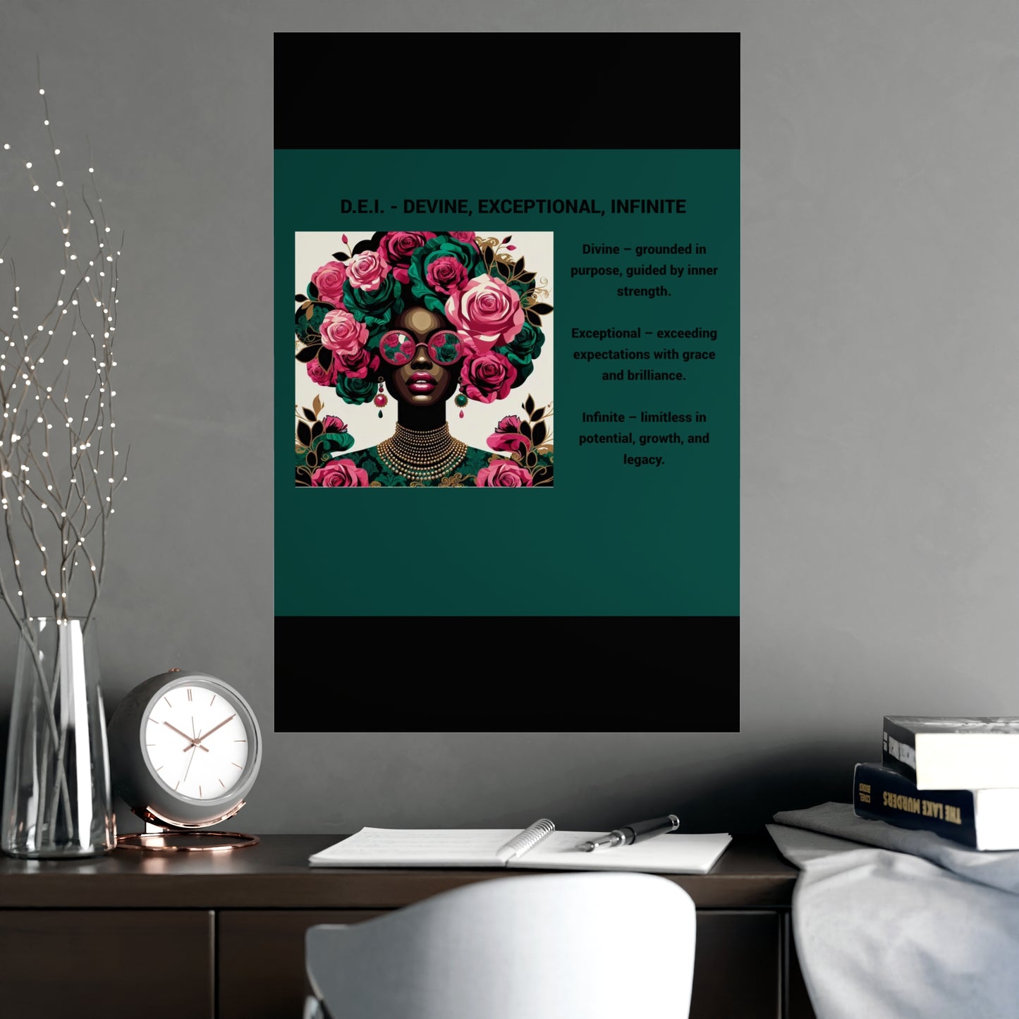 Vibrant Matte Poster with Inspirational Message, Wall Art, Home Decor, Art Print, Motivational Decor - Devine, Exceptional, Infinite