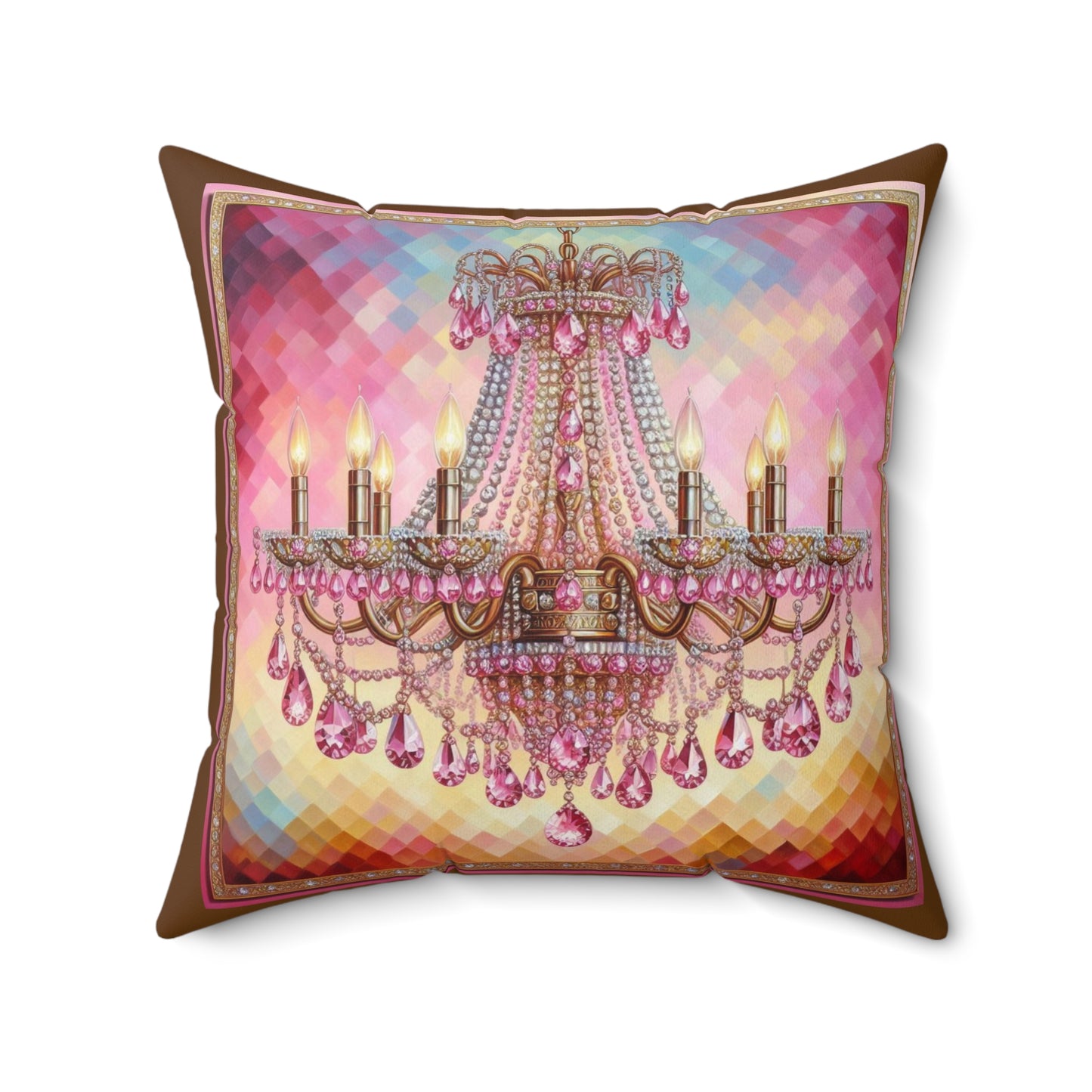Elegant Glam Chandelier Pillow, Chic Home Decor, Elegant Gift for Her, Wedding Decoration, Vibrant Cushion - Pink Jeweled Chandelier