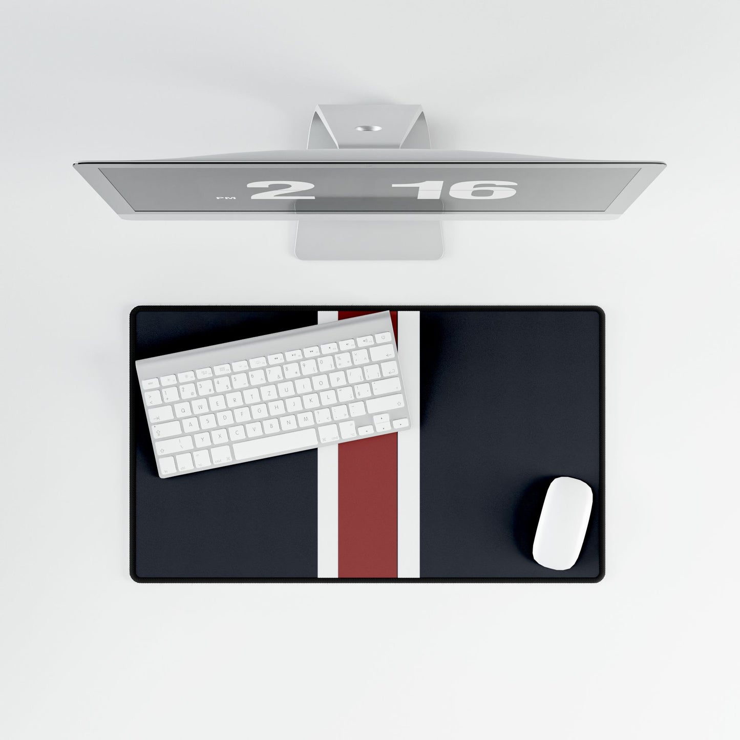 Lunar Midnight & Red-White Striped Stylish Desk Mats for Home Office, Minimalist Desk Accessories, Customizable Workspaces, Perfect Students Gift
