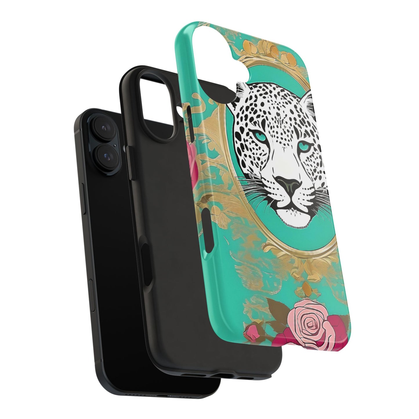 Leopard Tough Phone Case - Trendy Floral Design for Animal Lovers - Leopard & Rose