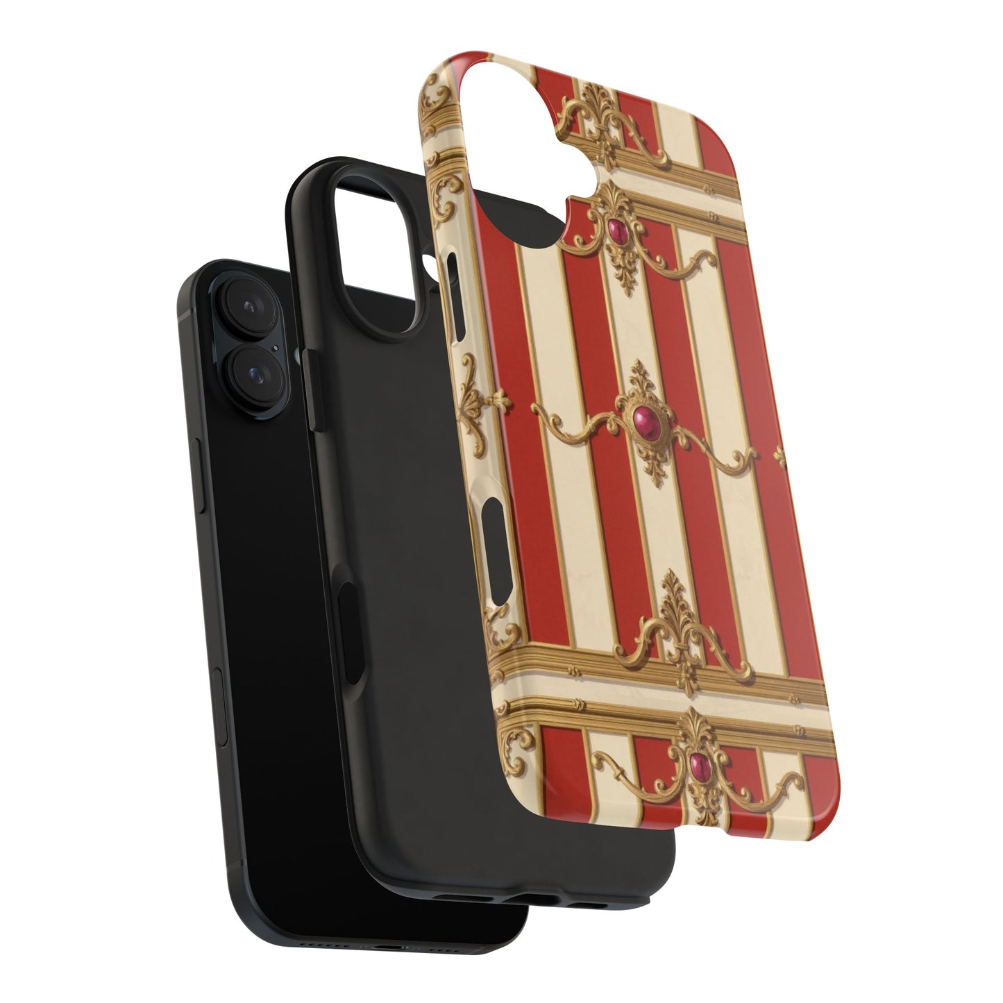 Elegant Alabaster & Dusk Orange Striped Baroque Tough Phone Case - Stylish Protection for Your Device