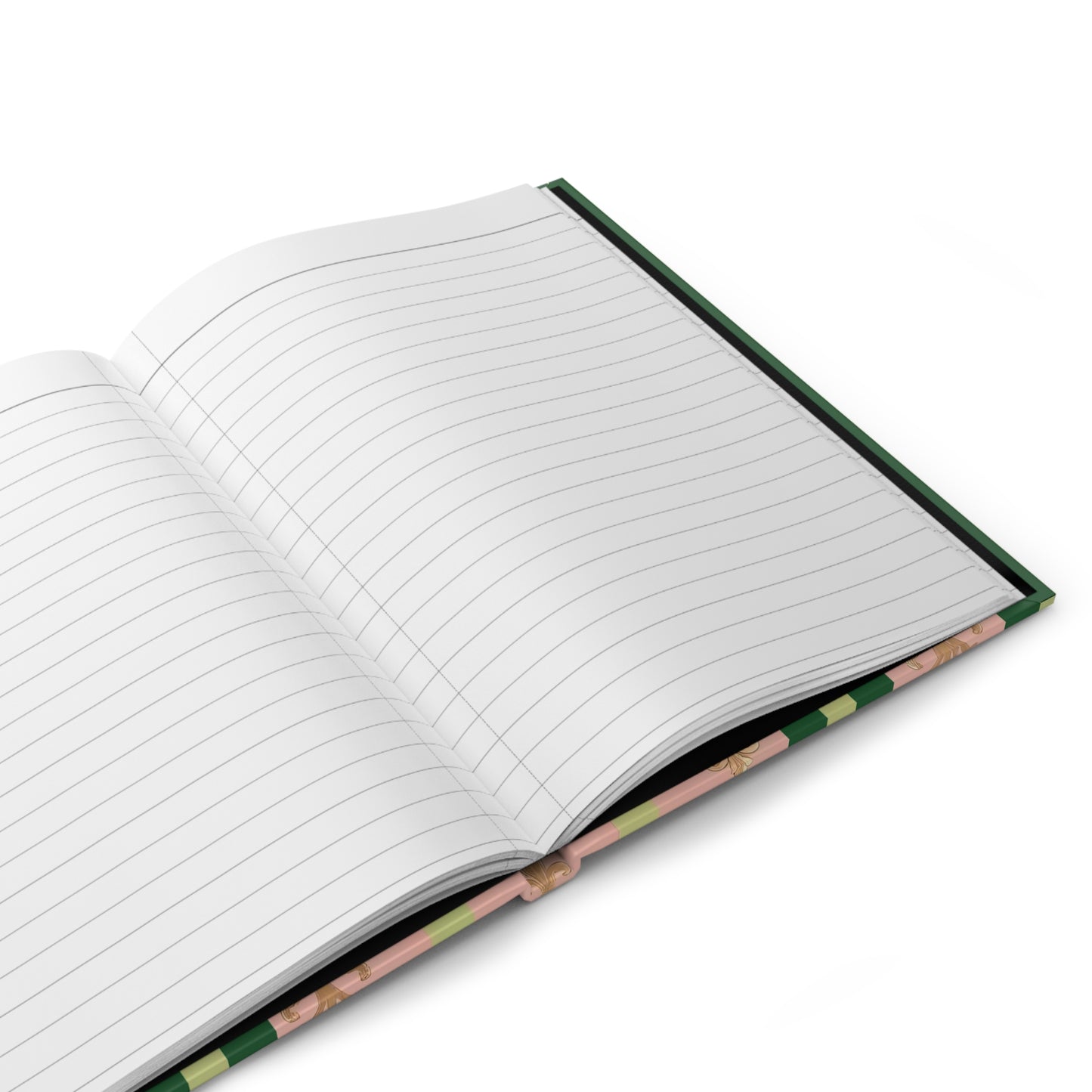 Elegant Floral Hardcover Journal - Stylish Writing Notebook - Lime Green & Pink Striped Damask