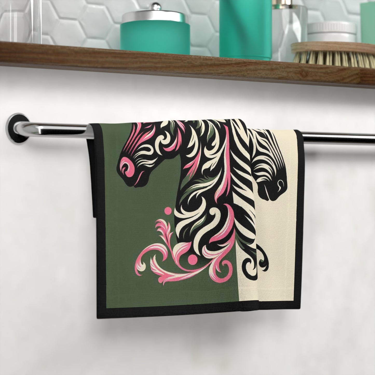Face Towel - Elegant Vintage Gold Pattern for Home & Spa - Zebras & Damask Design - Perfect for Kids