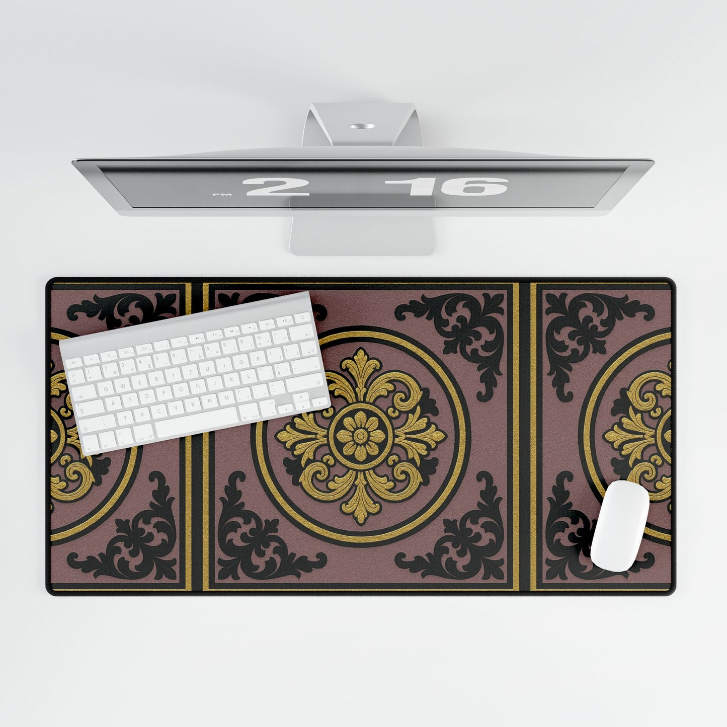 Elegant Gilded Mauve With Gold-Black Baroque Desk Mats for Stylish Workspaces, Office Decor, Personalized Gifts, Holiday Presents, Home Office