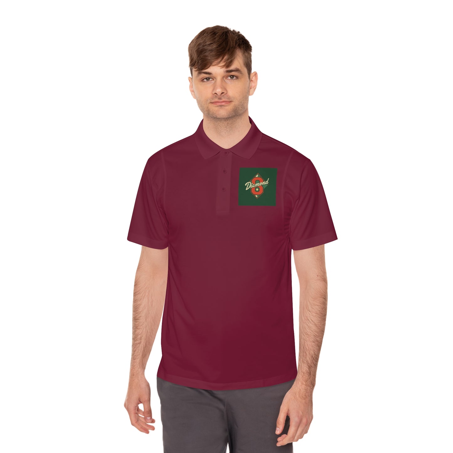 Men's Sport Polo Shirt with Green Design, Casual Wear, Gym Apparel, Outdoor Events, Golf Shirt, Father's Day Gift - Diamond 8