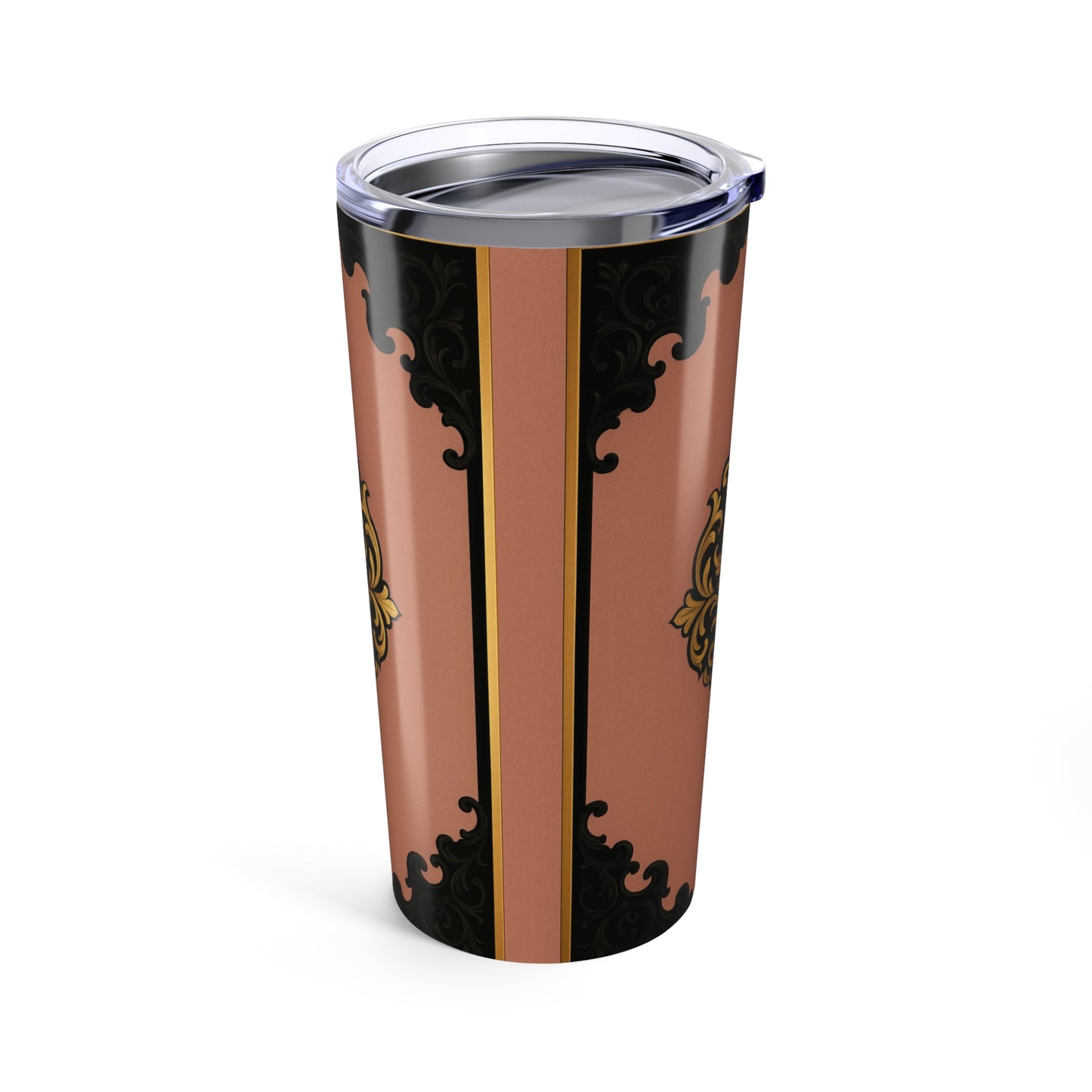 20oz Elegant Mauve & Black-Gold Baroque Tumbler — Travel Cup