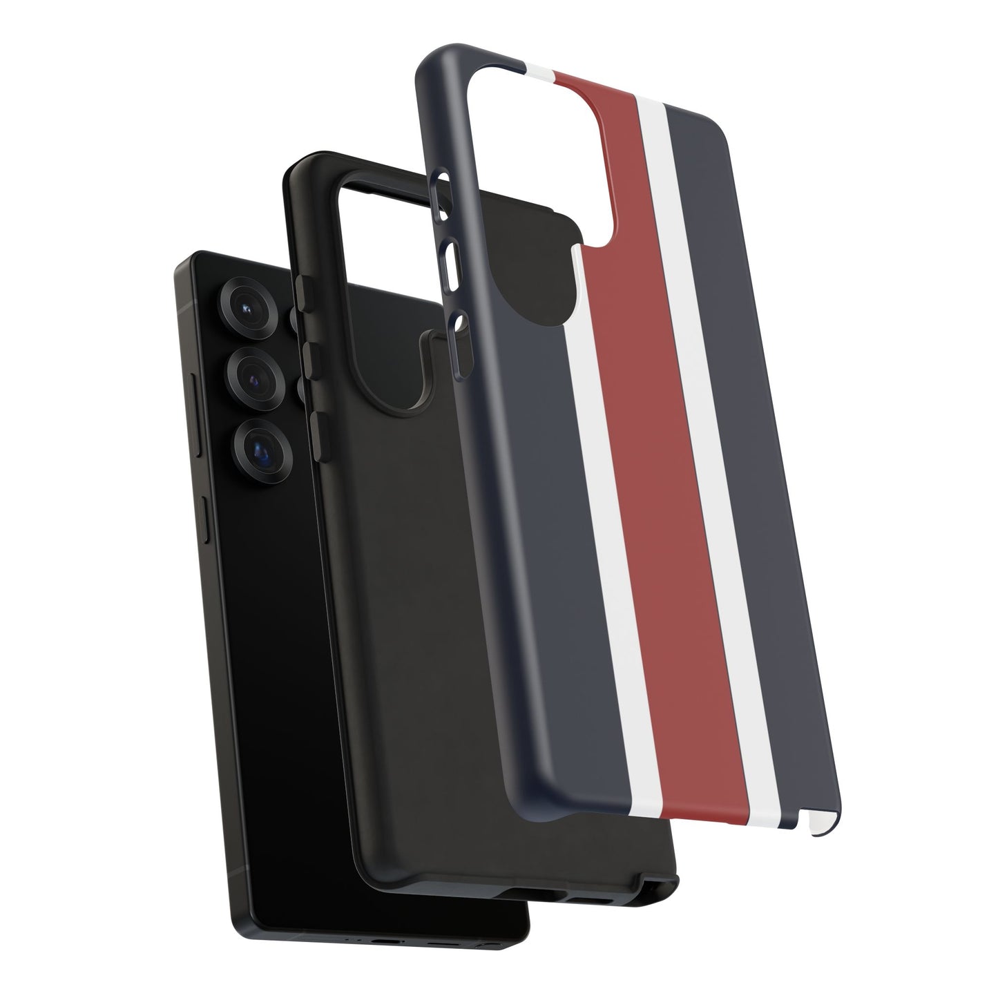 Lunar Midnight & Red-White Striped Stylish Phone Case - Tough Cases, Custom iPhone Cover, Sleek Phone Accessories, Gifts for Him/Her