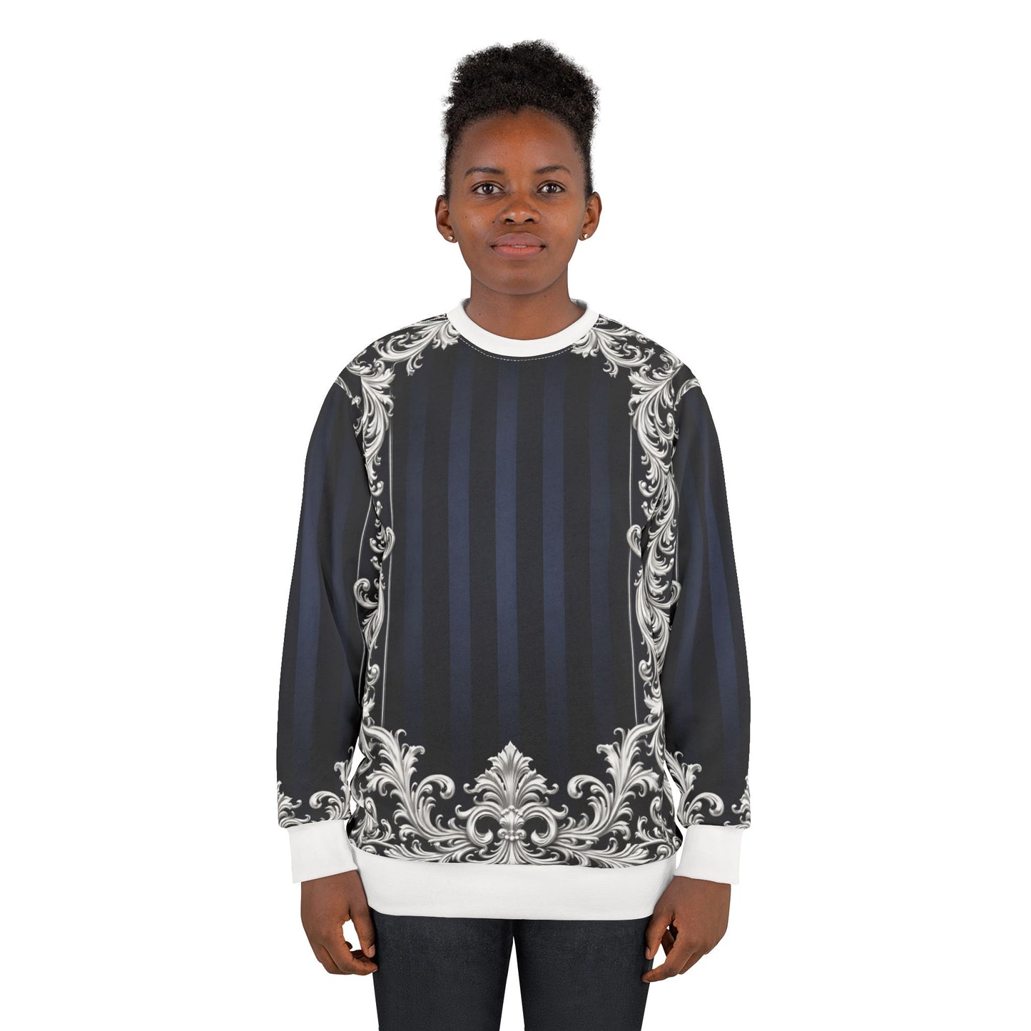 Navy Stripes & Baroque Sweatshirt