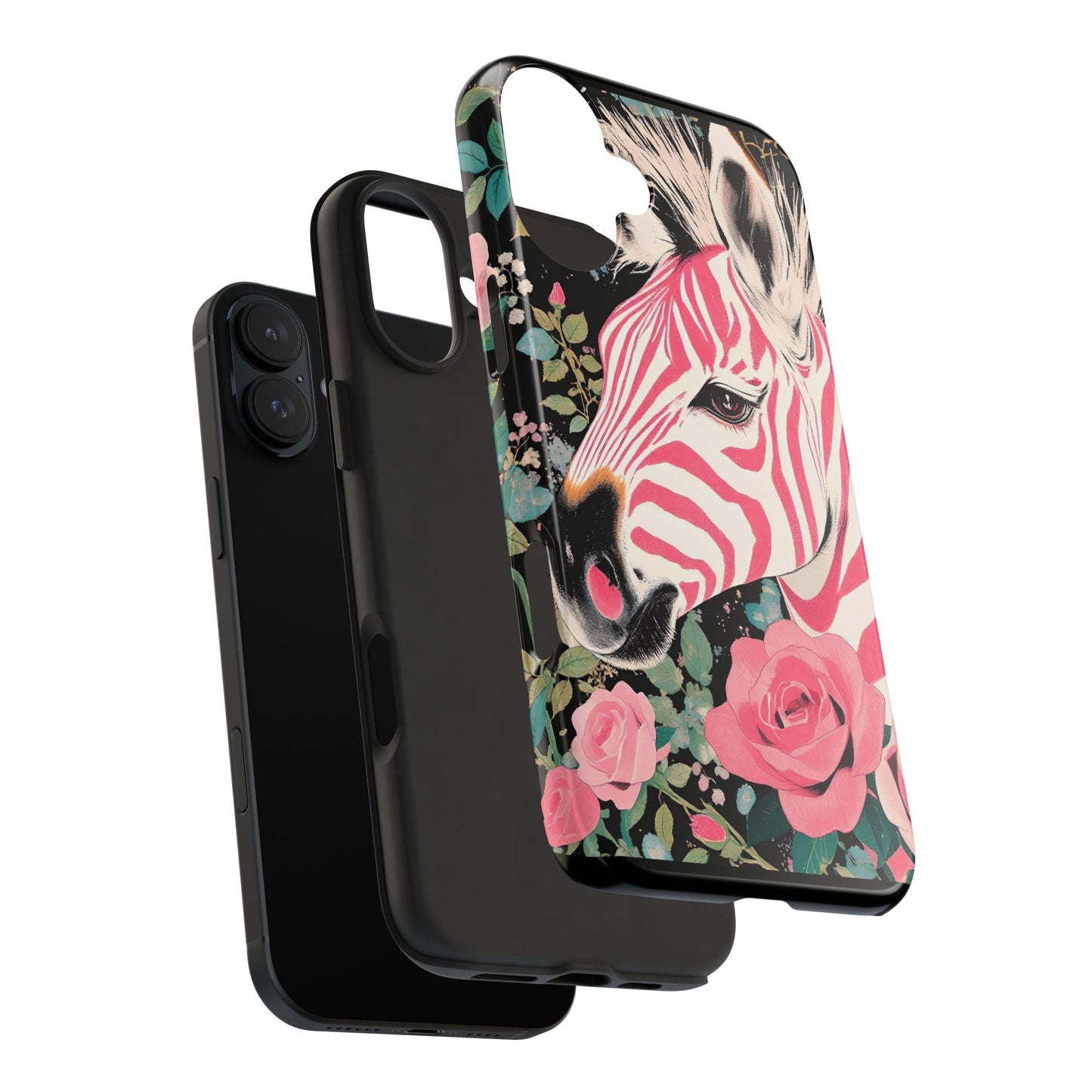 Pink Zebra Tough Phone Case - Trendy Floral Design for Animal Lovers