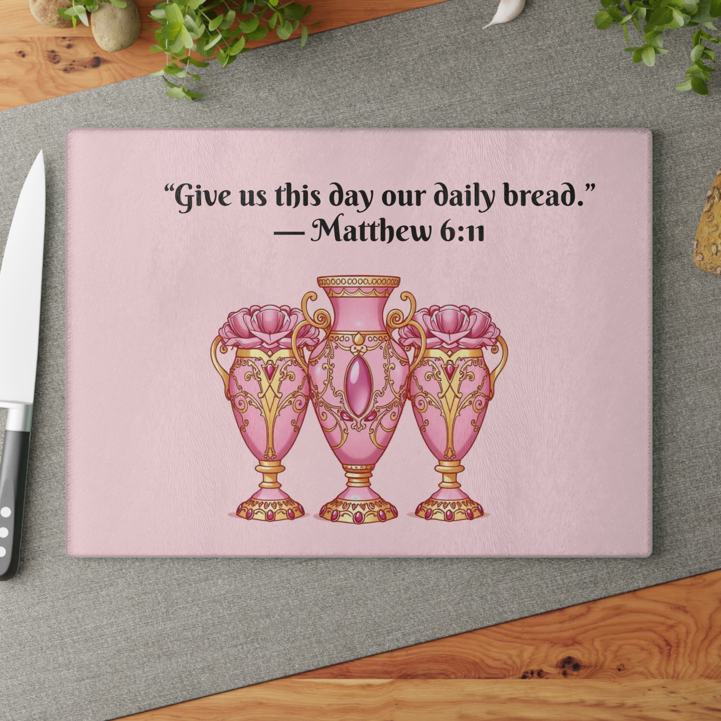 Elegant Glass Cutting Board with Inspirational Quote, Kitchen Decor, Wedding Gift, Housewarming Gift, Custom Cutting Board - 6:11