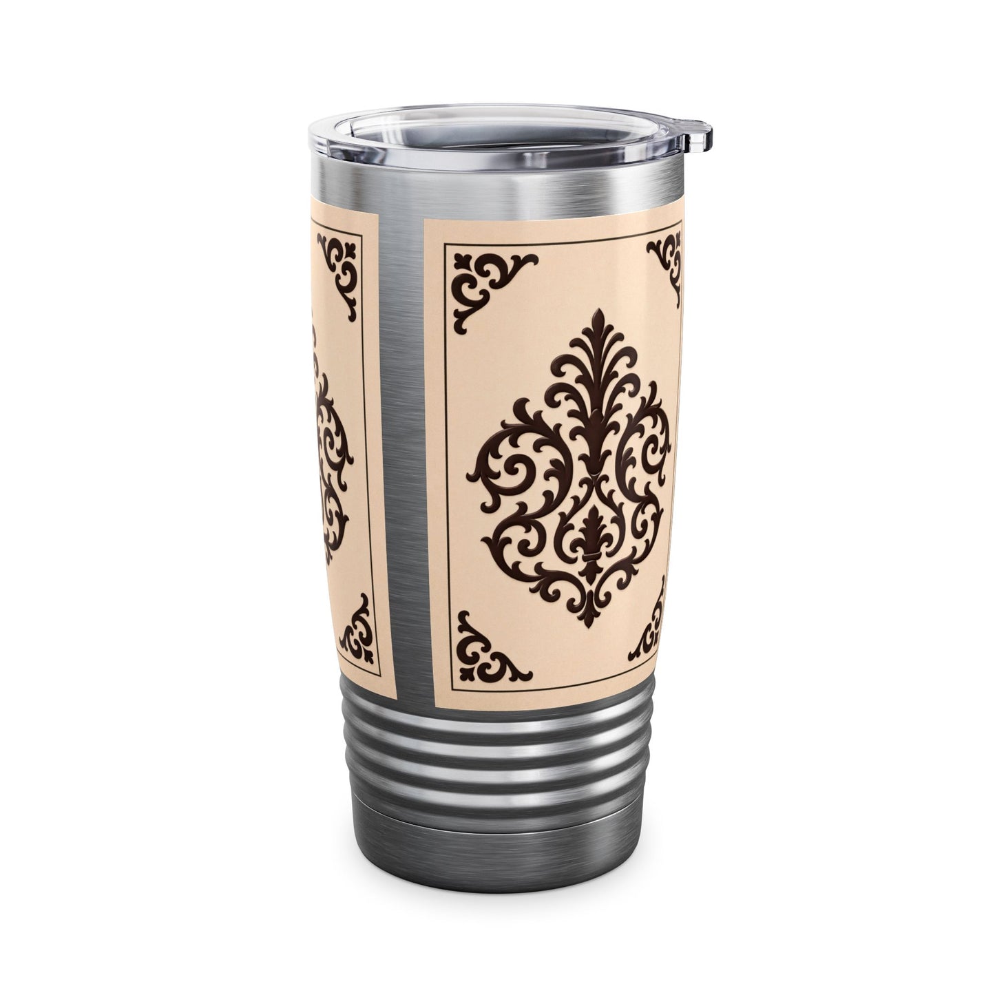 Almond-Beige & Brown Baroque 20oz Tumbler – Beige & Brown Insulated Travel Cup