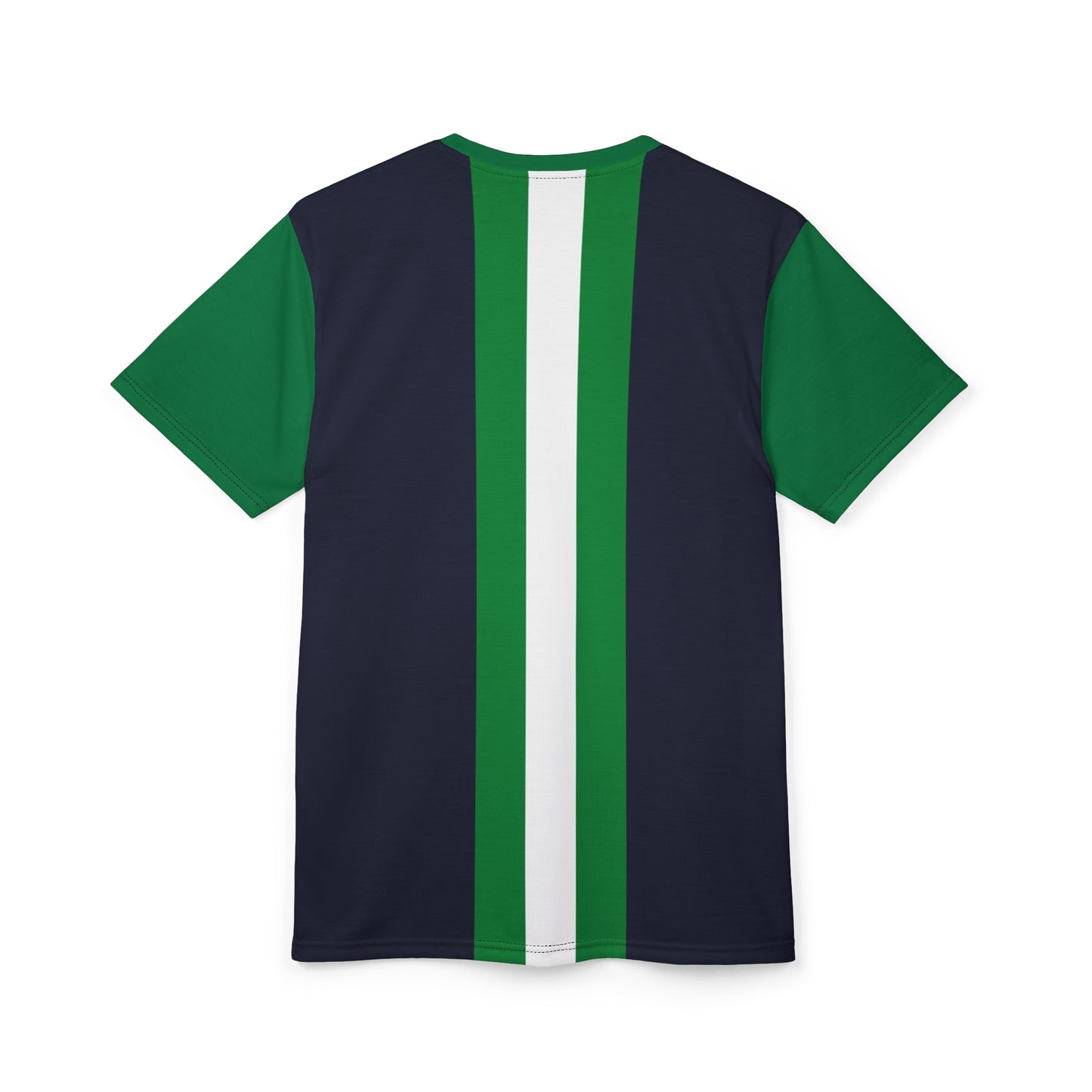 Lunar Midnight & Green-White Striped (Green Collar) Stylish Unisex Cut & Sew Tee, Casual Wear, Graphic Tee, Cool Summer Shirt, Everyday Comfort