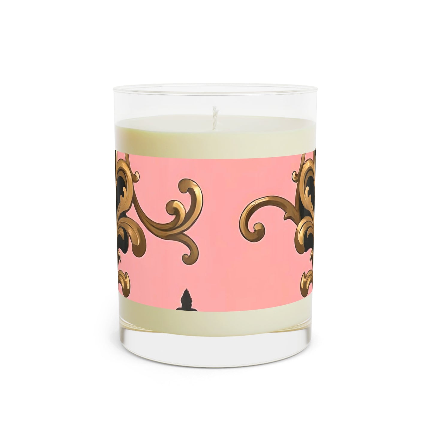 Elegant Floral Scented Candle - Home Decor, Gift for Her, Relaxation, Birthday Present, Aromatherapy - Pink, Black & Gold Rococo