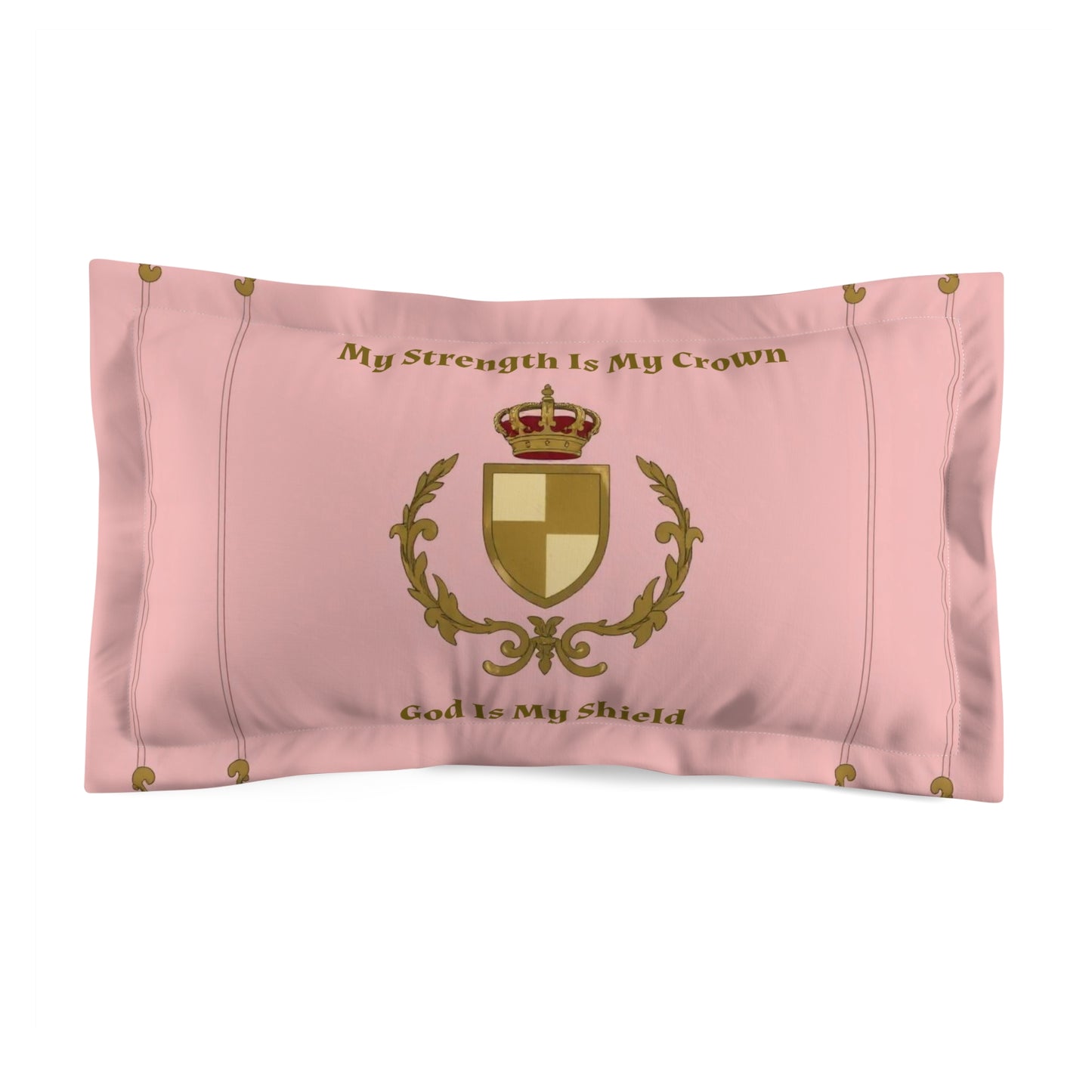 Crest & Crown Spiritual Quote Empowerment Pillow Sham - My Strength Is My Crown, Home Decor, Bedroom Accent, Gift for Her, Comfort Gift