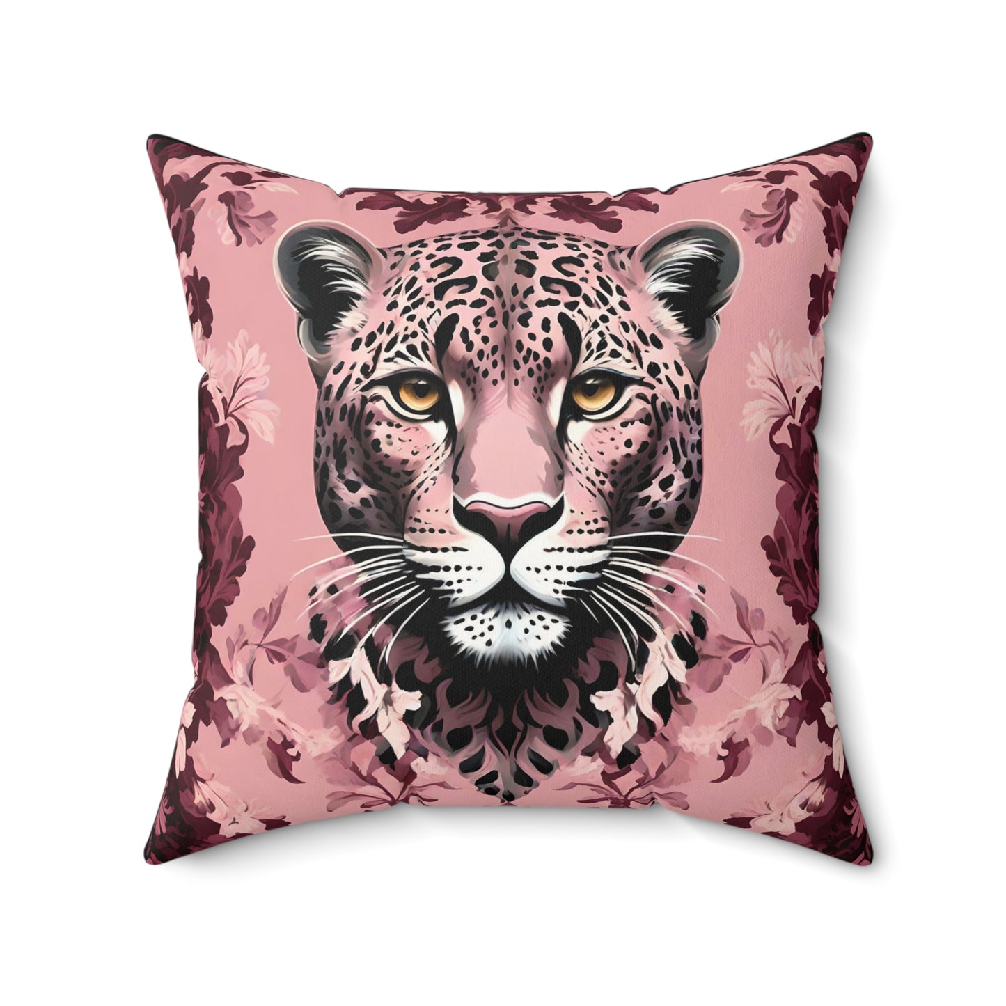 Pink Leopard Faux Suede Square Pillow - Chic Home Decor Cushion
