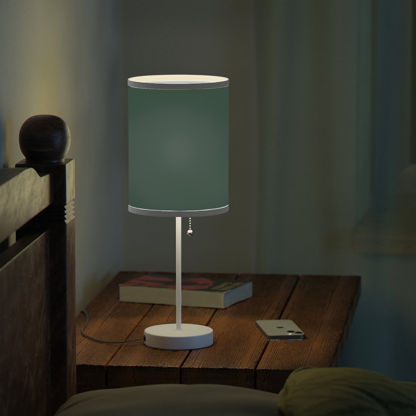 Modern Midnight Green Table Lamp, Stylish Lighting for Home Decor, Green Lamp, USB/CA Plug, Elegant Nightstand Light, Minimalist Design