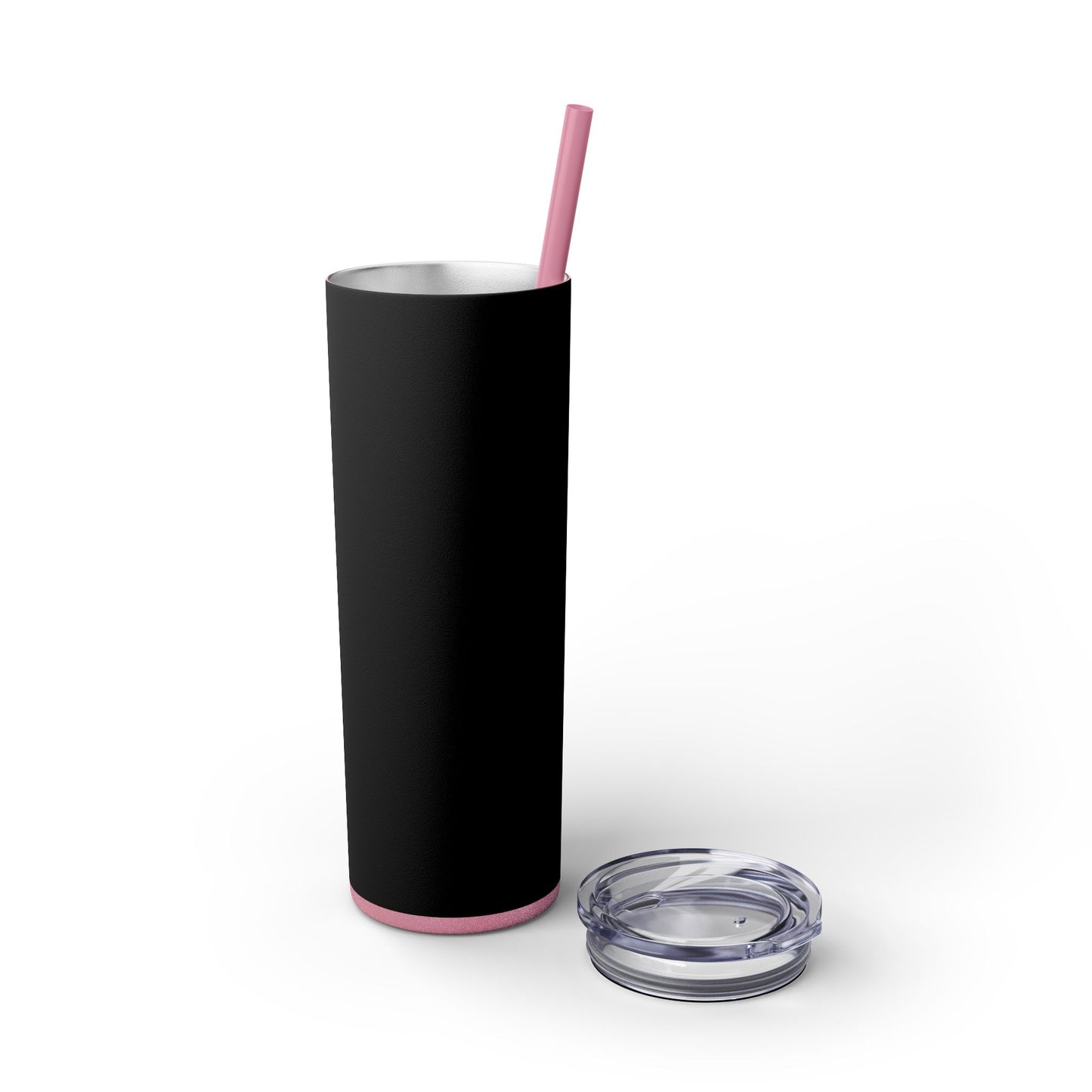 Stylish Black Skinny Tumbler with Straw, 20oz - Perfect for Coffee, Juice, and Smoothies, Ideal Gift for Any Occasion