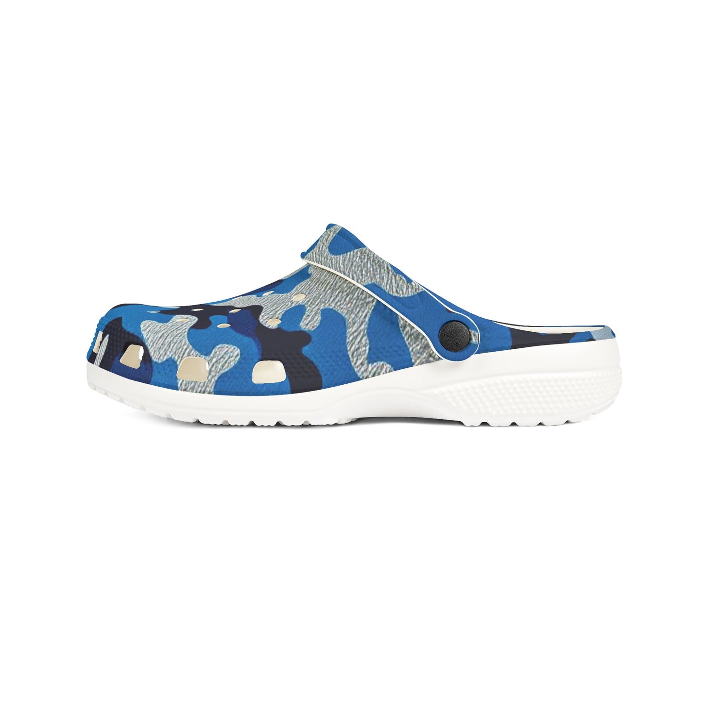Stylish EVA Foam Shoes in Camo Design - Comfortable Slip-On Footwear, Unisex Garden Shoes - Blue Camo