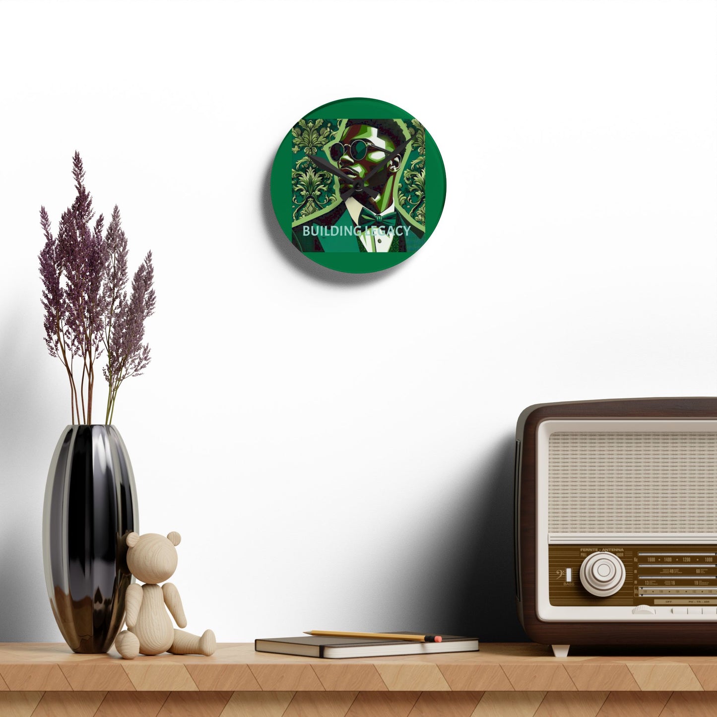 Elegant Acrylic Wall Clock - 'Building Legacy' Art, Home Decor, Gift, Modern Design, Inspirational Wall Art - Round
