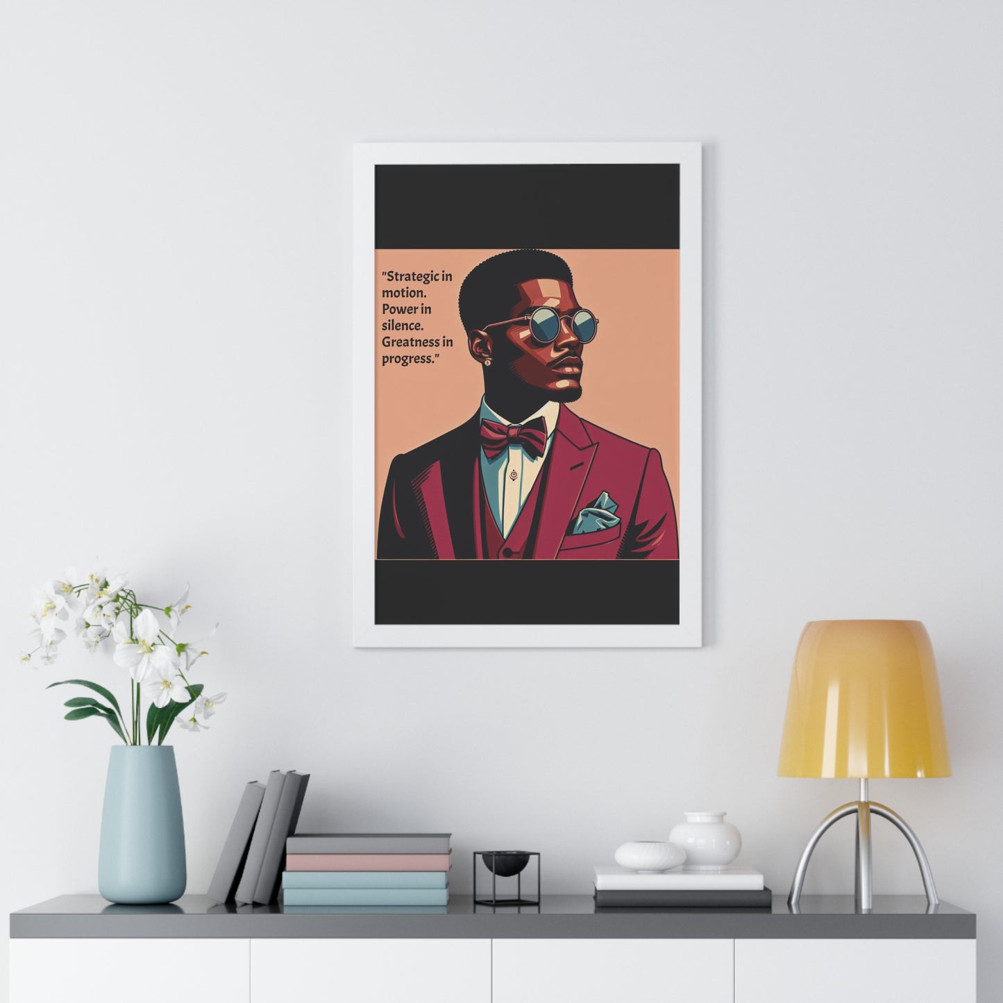 Stylish Framed Vertical Poster - Modern Art for Home Decor - "Strategic in Motion....."