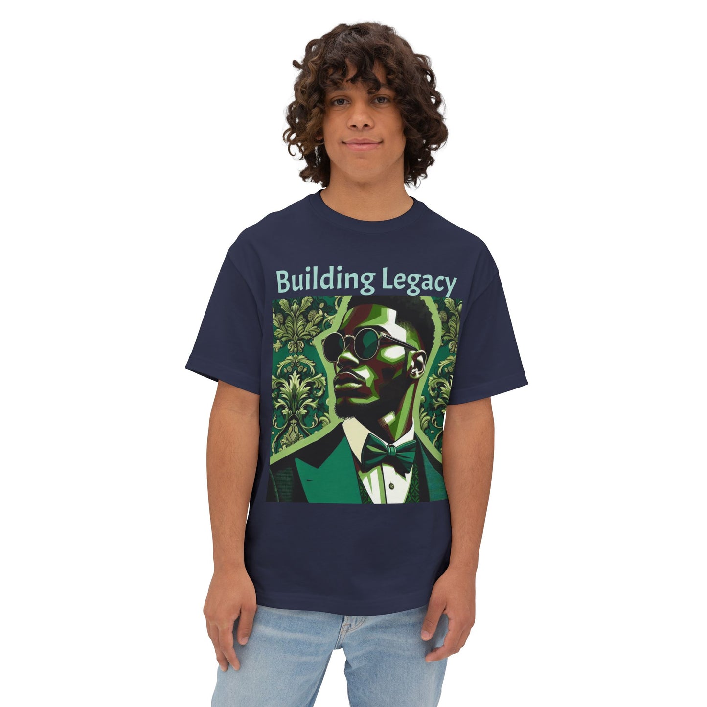 Stylish Oversized Tee, Building Legacy Graphic Tee, Unisex T-Shirt, Fashionable Casual Wear, Gift for Him/Her/Occasions - Matte Green Letters