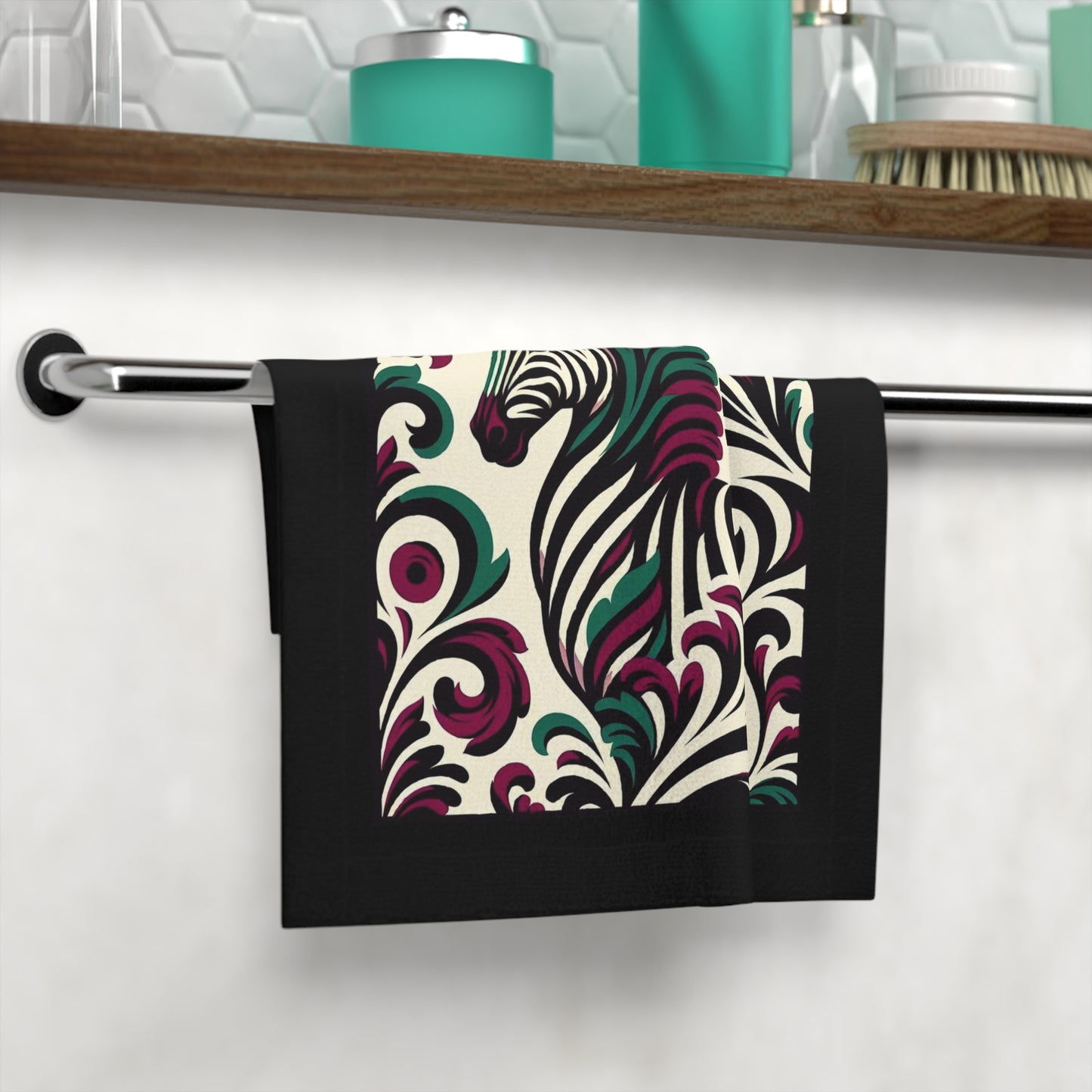 Face Towel - Elegant Vintage Gold Pattern for Home & Spa - Elegant Burgundy & Green Zebra Damask Design - Perfect for Kids