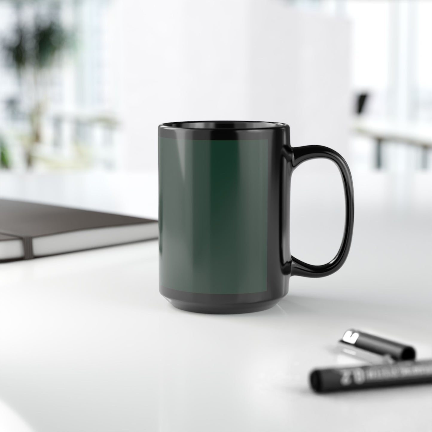 Midnight Green Black Mug - 15oz, Stylish Coffee Cup, Customizable Drinkware, Unique Gift for Any Occasion, Perfect for Home or Office