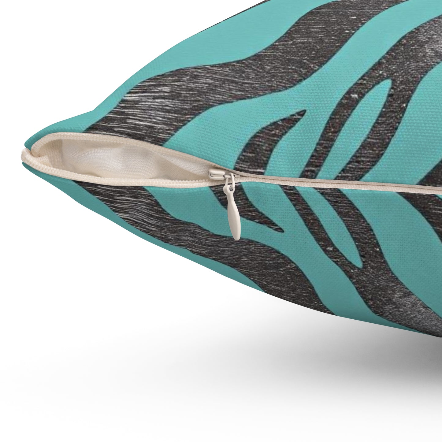 Aqua & Silver Zebra Print Throw Pillow