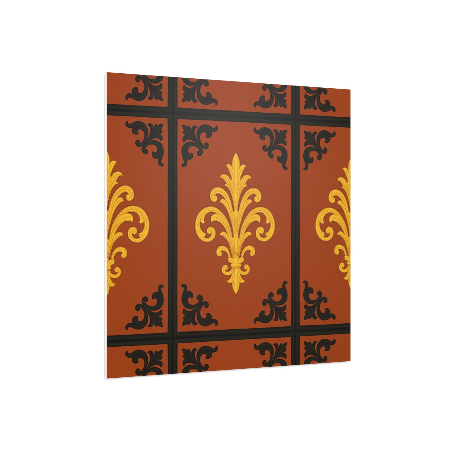 Dusk Terracotta Baroque Foam Board — Baroque Pattern Wall Art (Dusk Terracotta, Gold & Black)