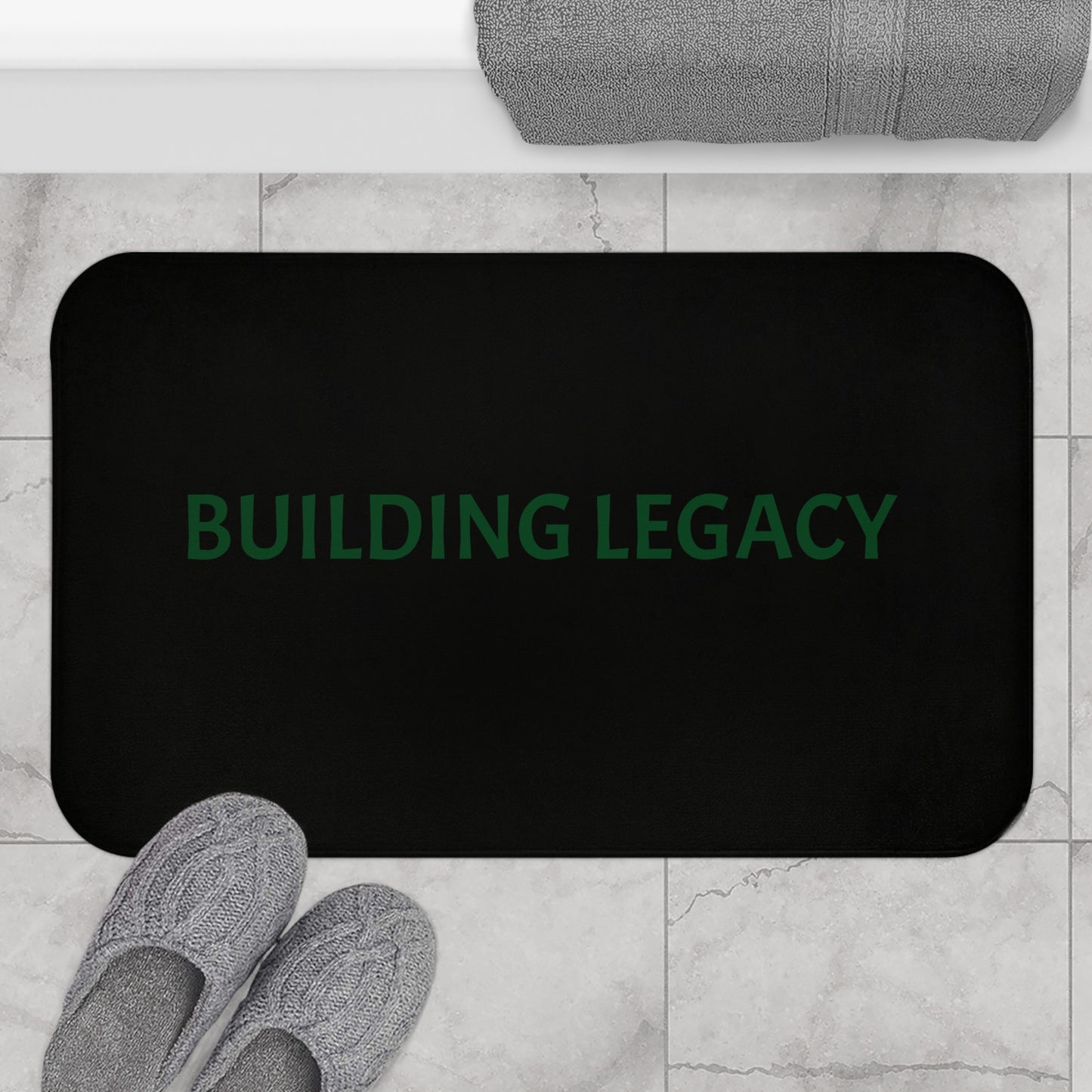 Building Legacy Bath Mat - Inspirational Home Decor, Non-Slip Bathroom Rug, Motivational Gift, Housewarming Present, Modern Bathroom Decor