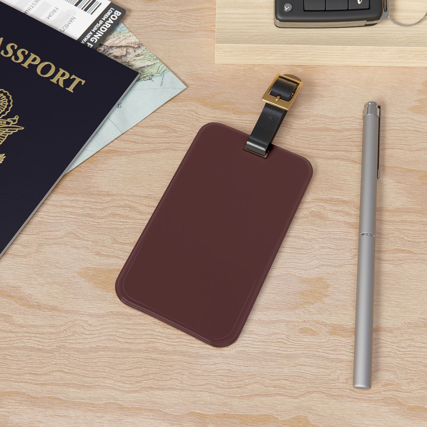 Stylish Brown Merlot Luggage Tag, Travel ID Tag, Personalized Baggage Tag, Gift for Travelers, Vacation Accessories