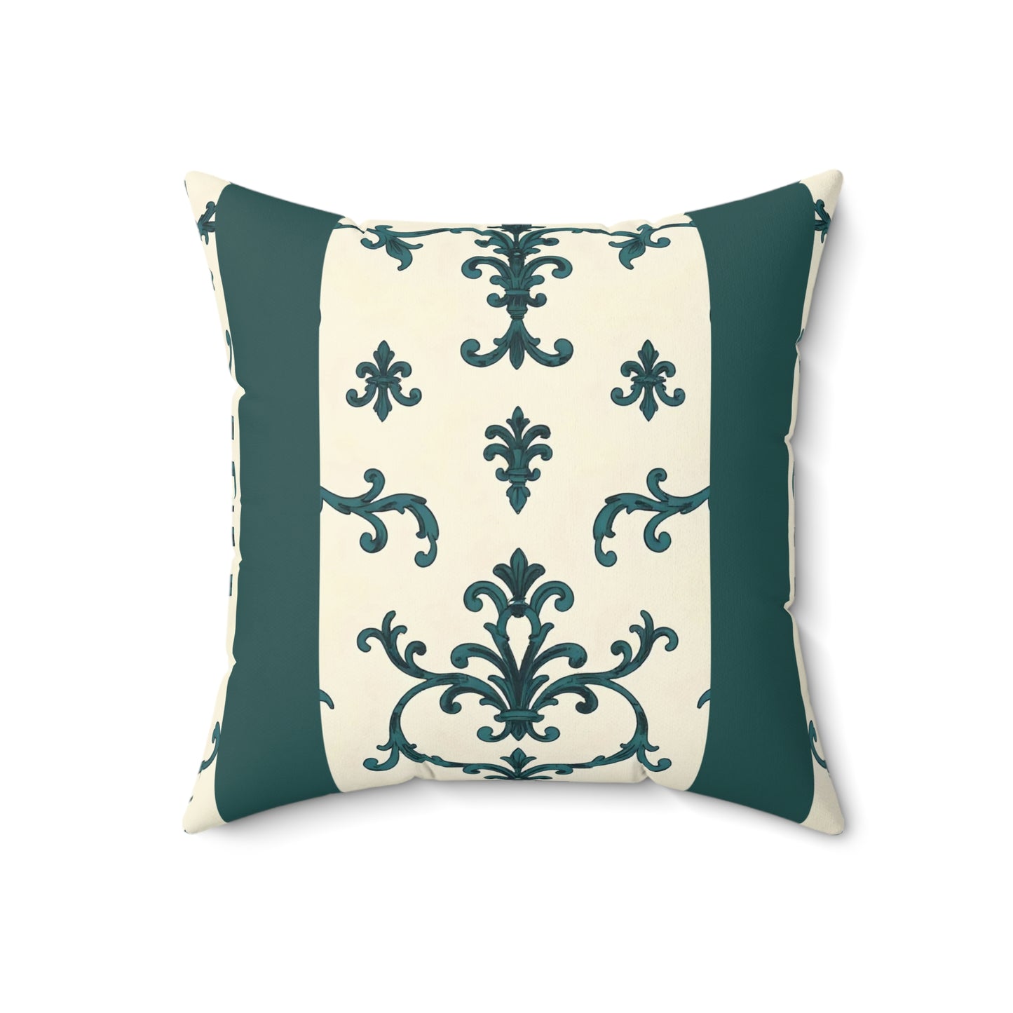 Spun Polyester Square Pillow - Teal Striped Rococo