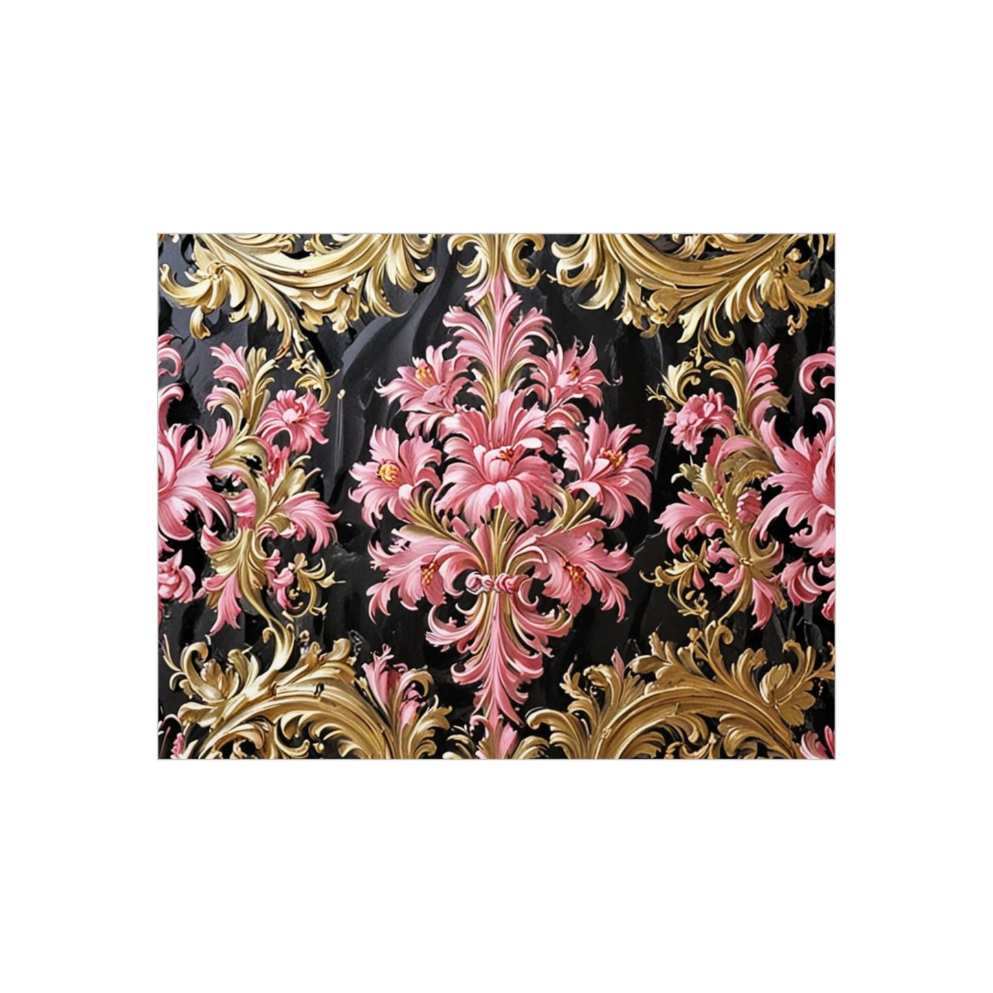 Elegant Floral Foam Board | Decorative Wall Art, Home Decor, Wedding Decor, Party Backdrop - Black & Pink Oil Painting Style Rococo