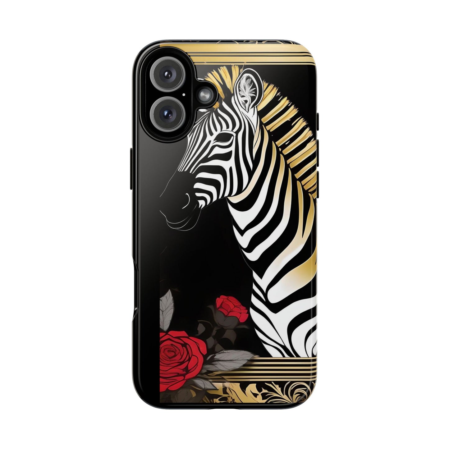 Phone Case - Elegant Zebra & Roses Design